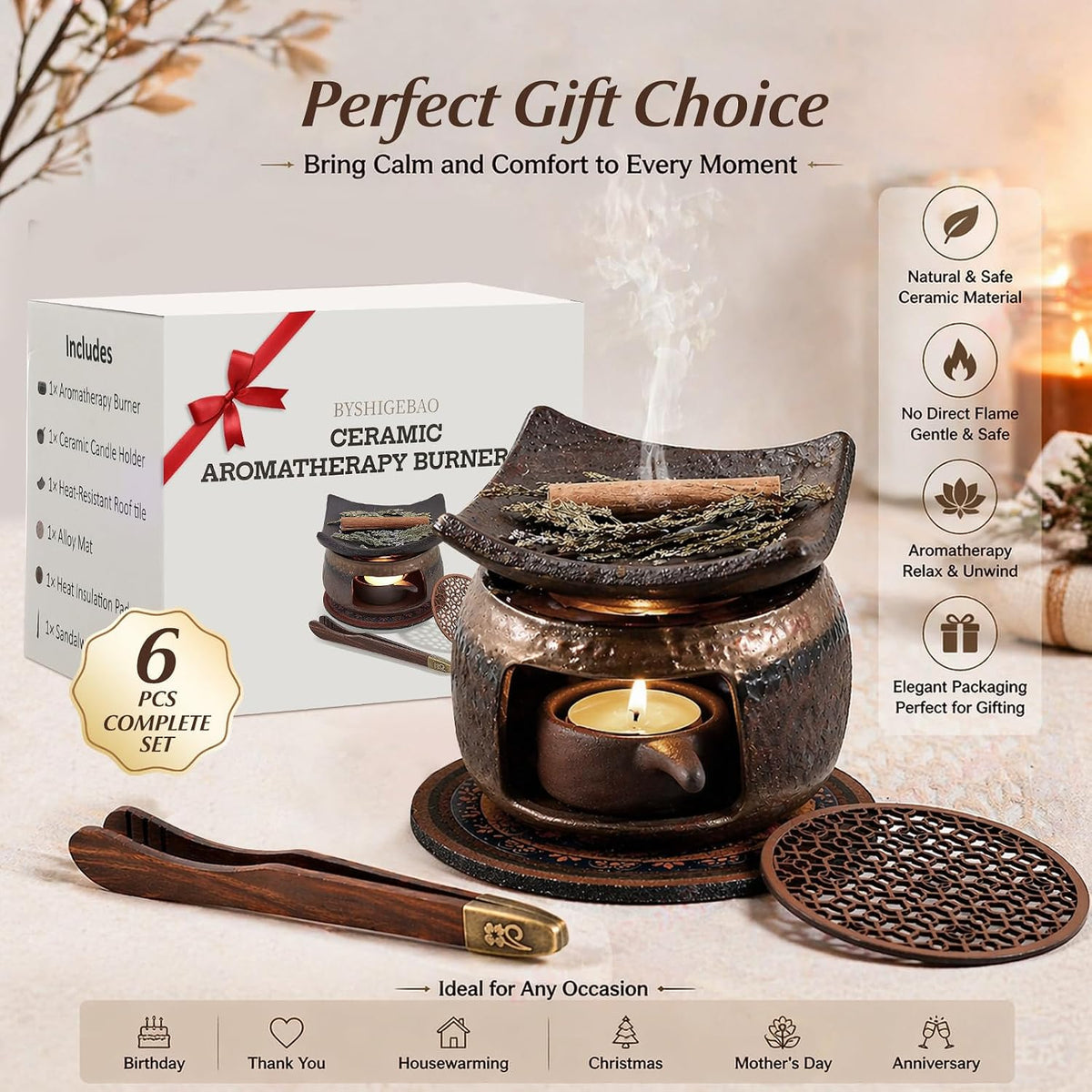 Kit de quemador de hierbas Zen, juego de quemador de aromaterapia d...