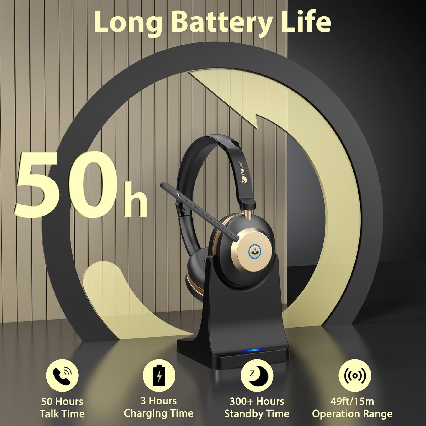 Earbay Auriculares Bluetooth 5.3 con dongle USB y micrófono con can...
