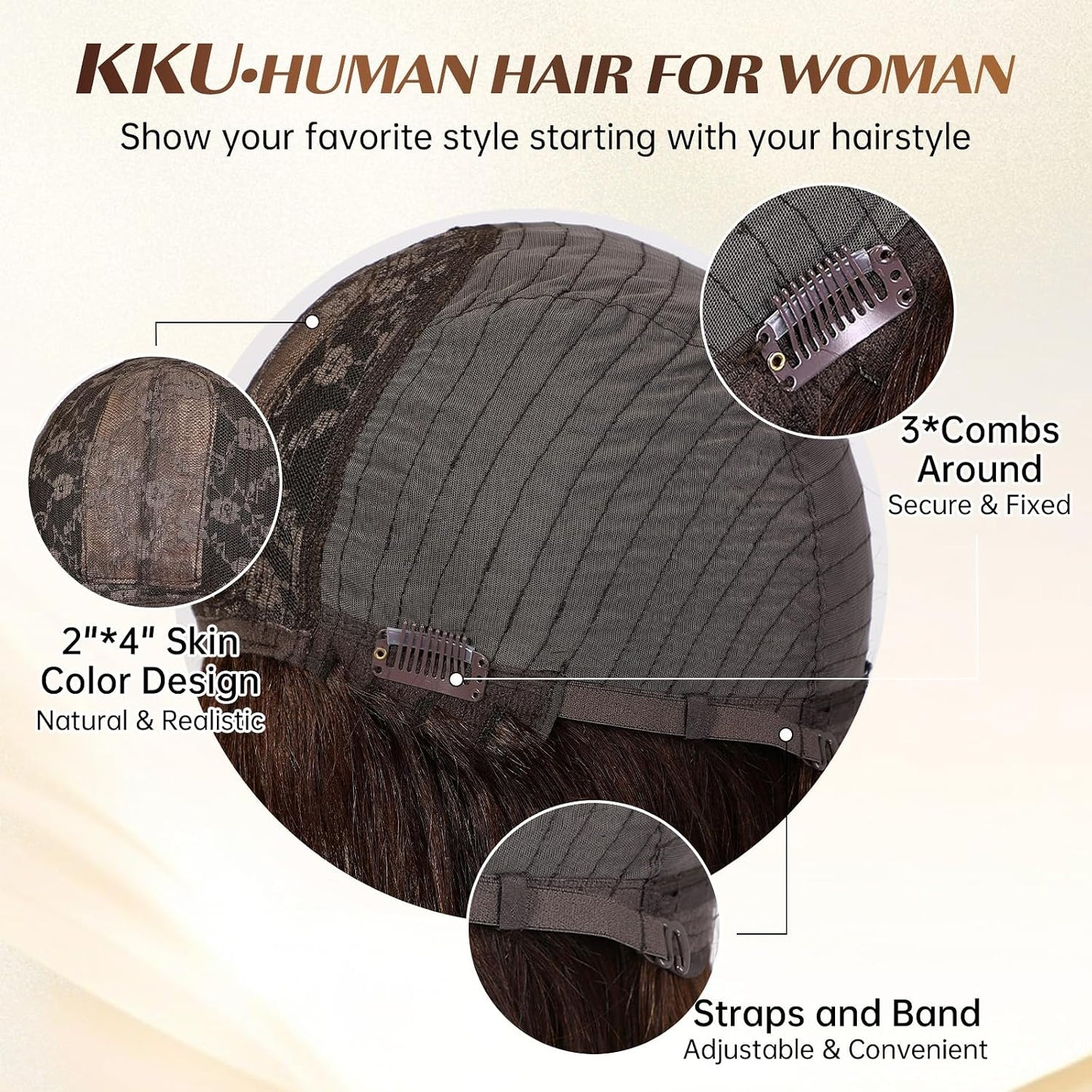 KKU Pelucas de cabello humano rubio ceniza degradado de 16 pulgadas...