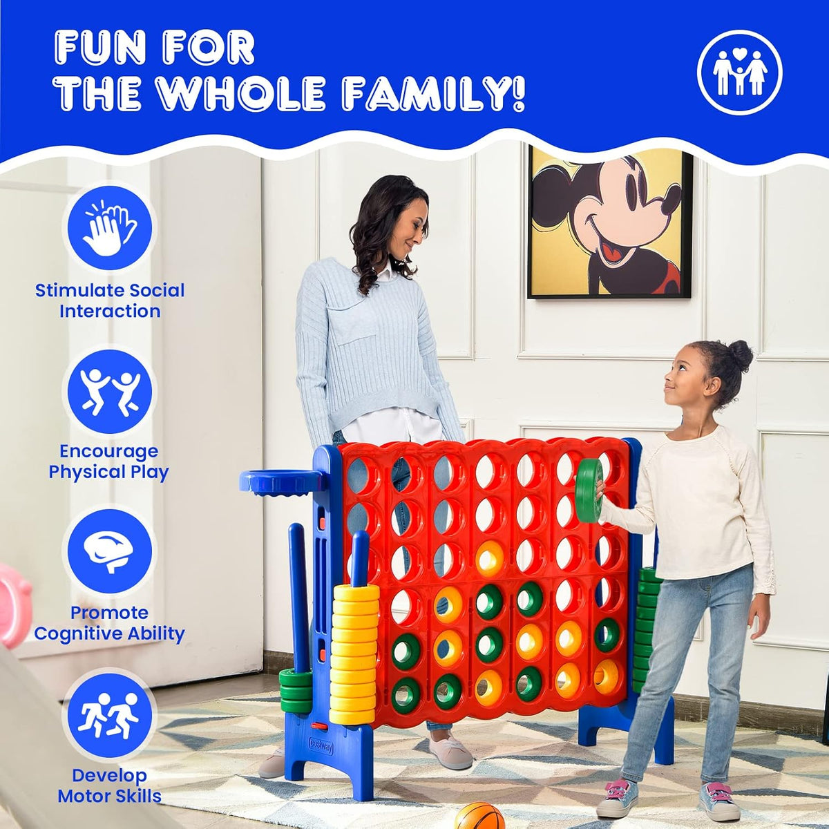 HONEY JOY Juego gigante gigante de 4 a puntuación, 3 en 1 para inte...
