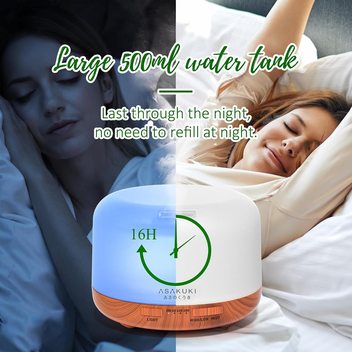 ASAKUKI Difusor de Aceite con Juego de Aceites Esenciales, Humidifi...