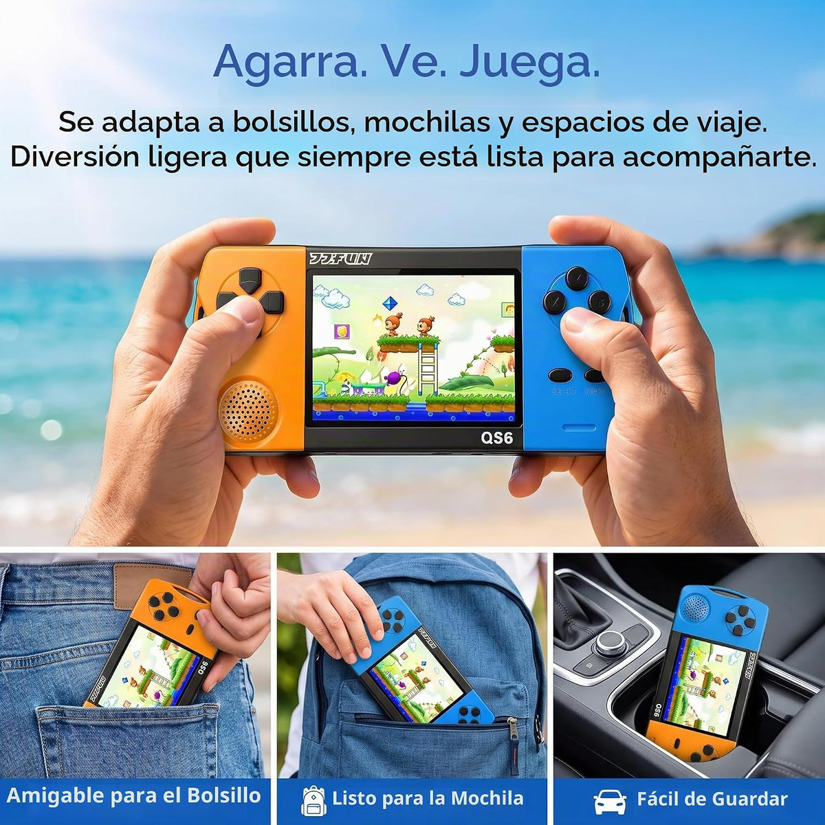 Juegos de mano de 16 bits para niños con pantalla grande IPS de 3.5...