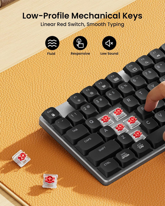 ProtoArc Teclado mecánico inalámbrico KM310 y ratón, sin retroilumi...