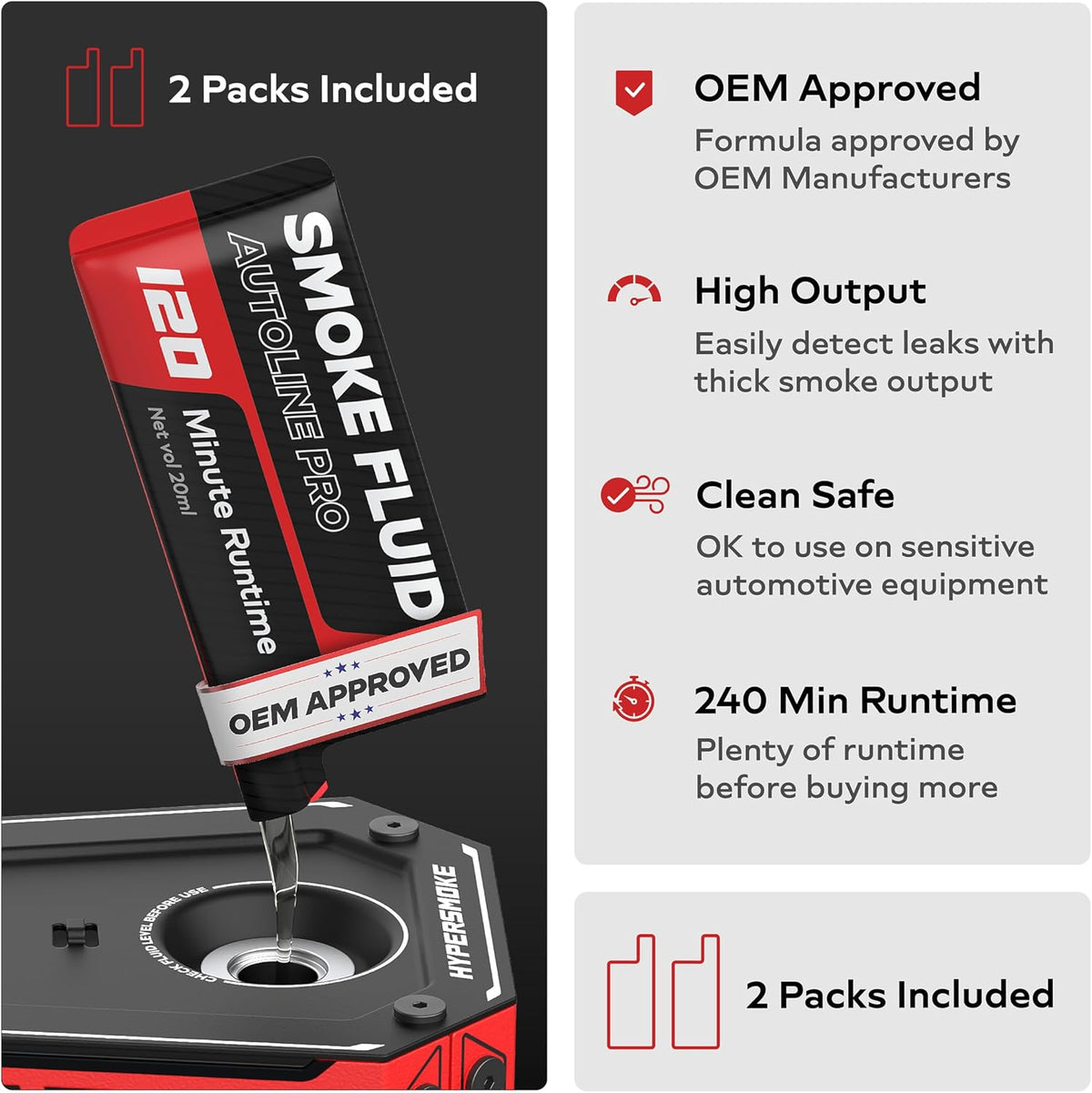 AutoLine Pro HyperSmoke™ Máquina de humo para automóviles, comproba...