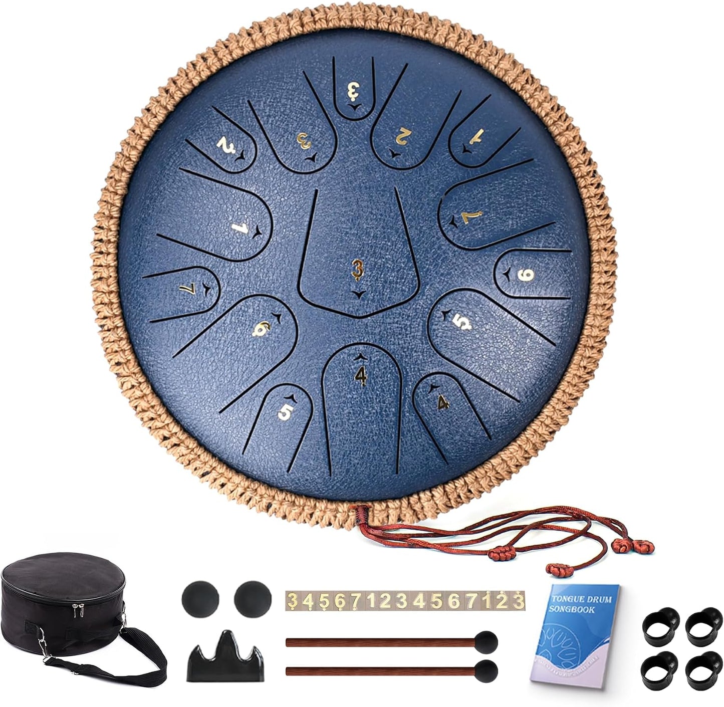 Tambor de Lengua de Acero, 13 Pulgadas, 15 Notas Handpan Drum en Do...