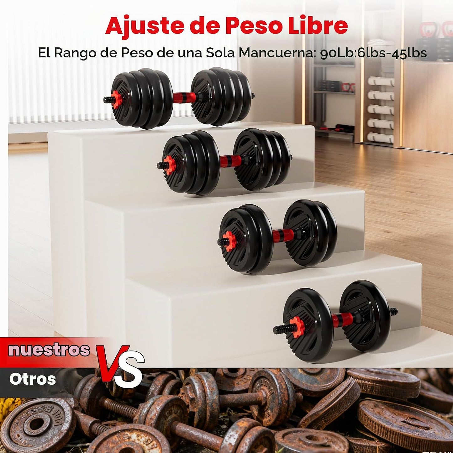 SCEPKN Juego de mancuernas ajustables, juego de pesas libres de 10\...