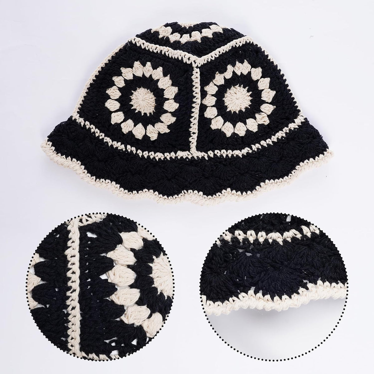 Mujeres del sombrero del cubo del ganchillo, sombrero hecho punto f...