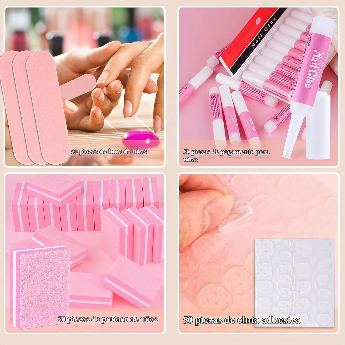 Juego de 50 herramientas de uñas a presión, kit de suministros de e...