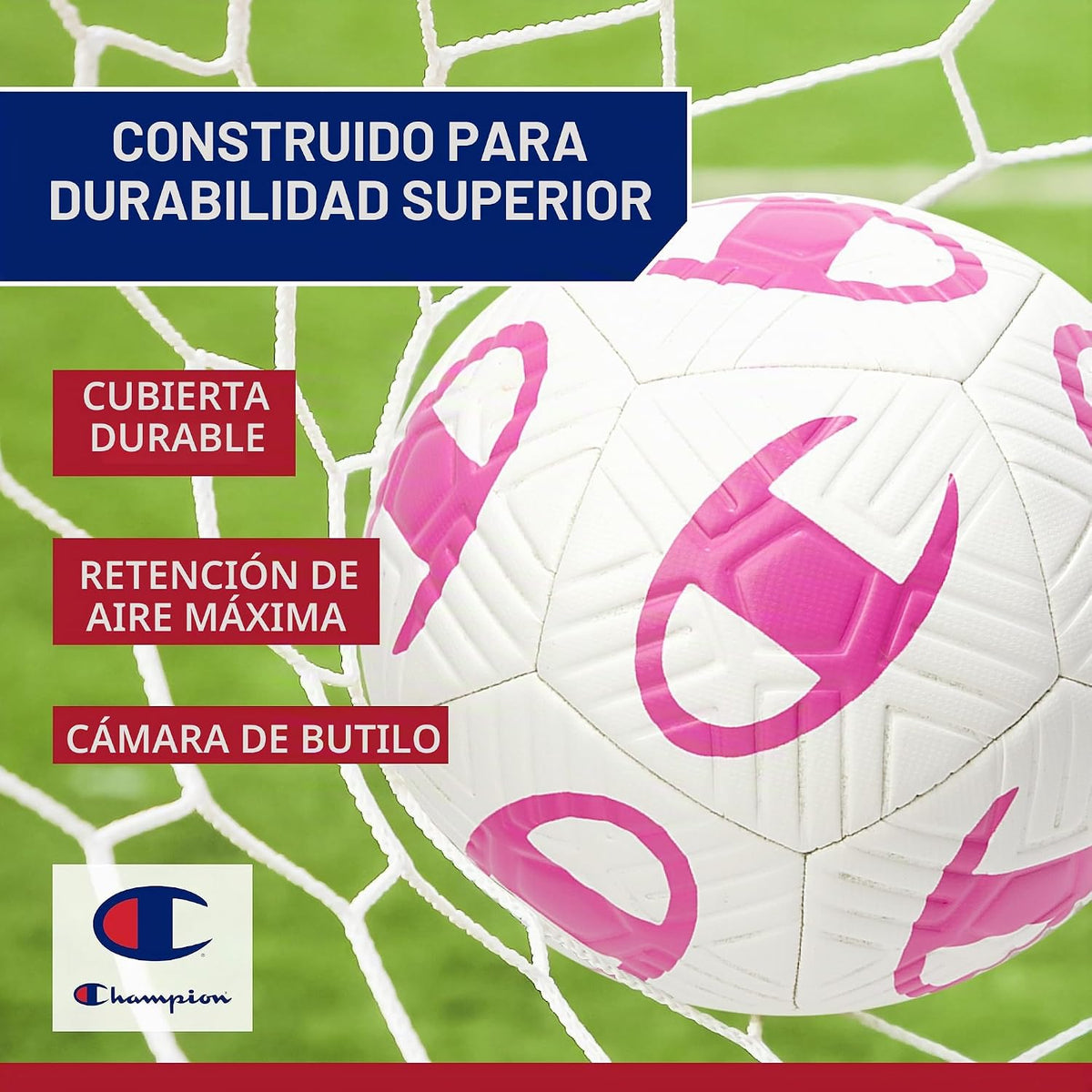 Champion Playmaker Logo Balón de fútbol desinflado con bomba, balón...