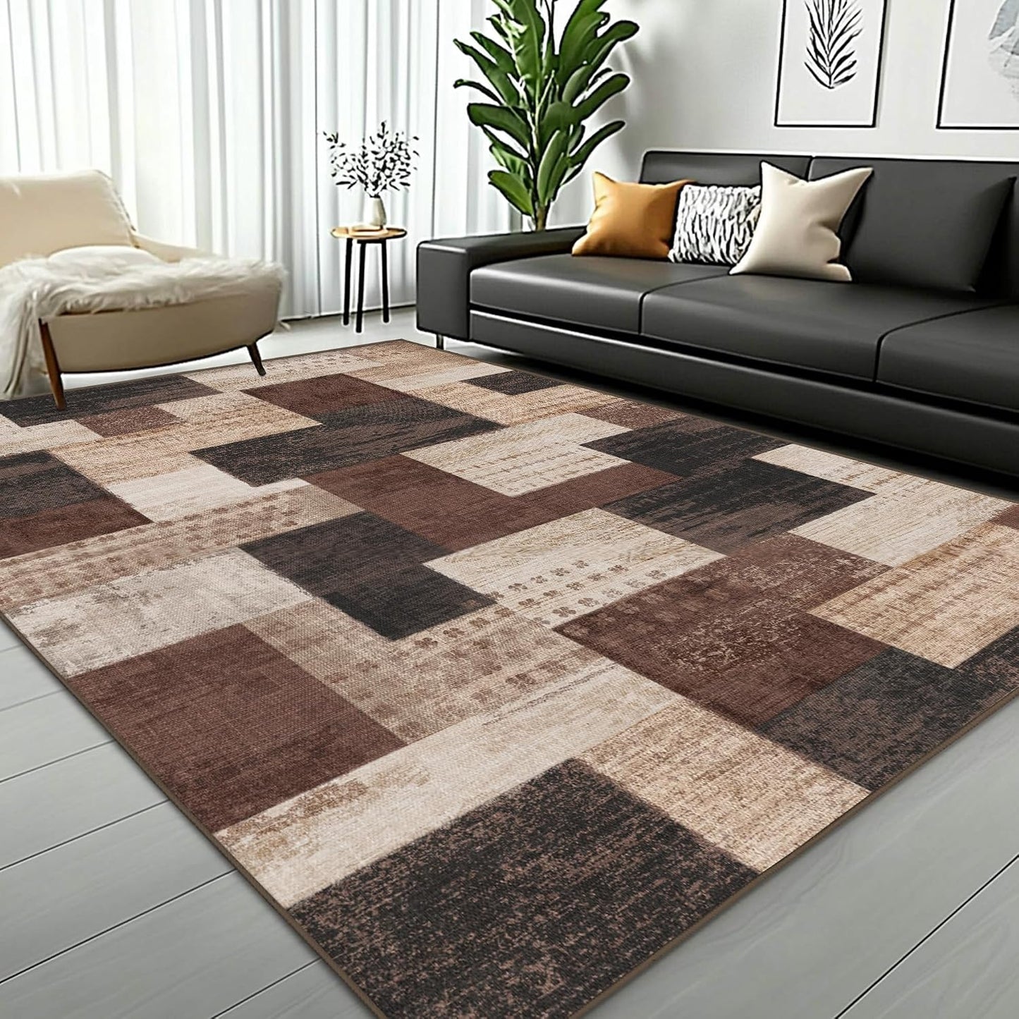 QDUIDU Alfombra moderna de retazos geométricos para interiores para...