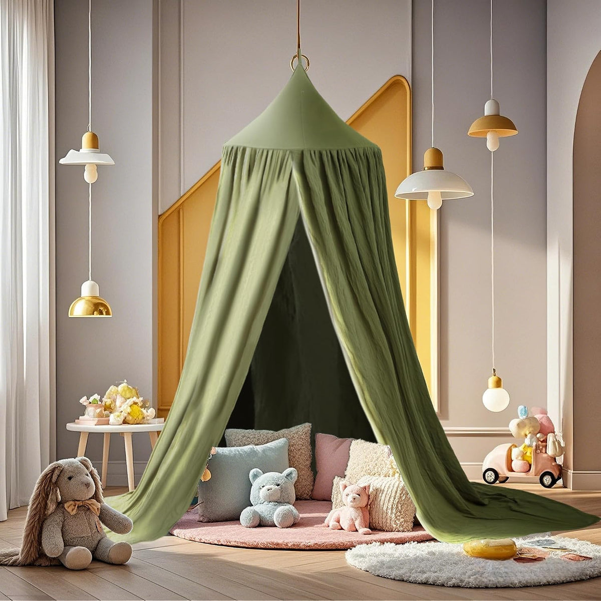 Vhaso Toldo de cama de algodón para niños, habitación del bebé, cor...