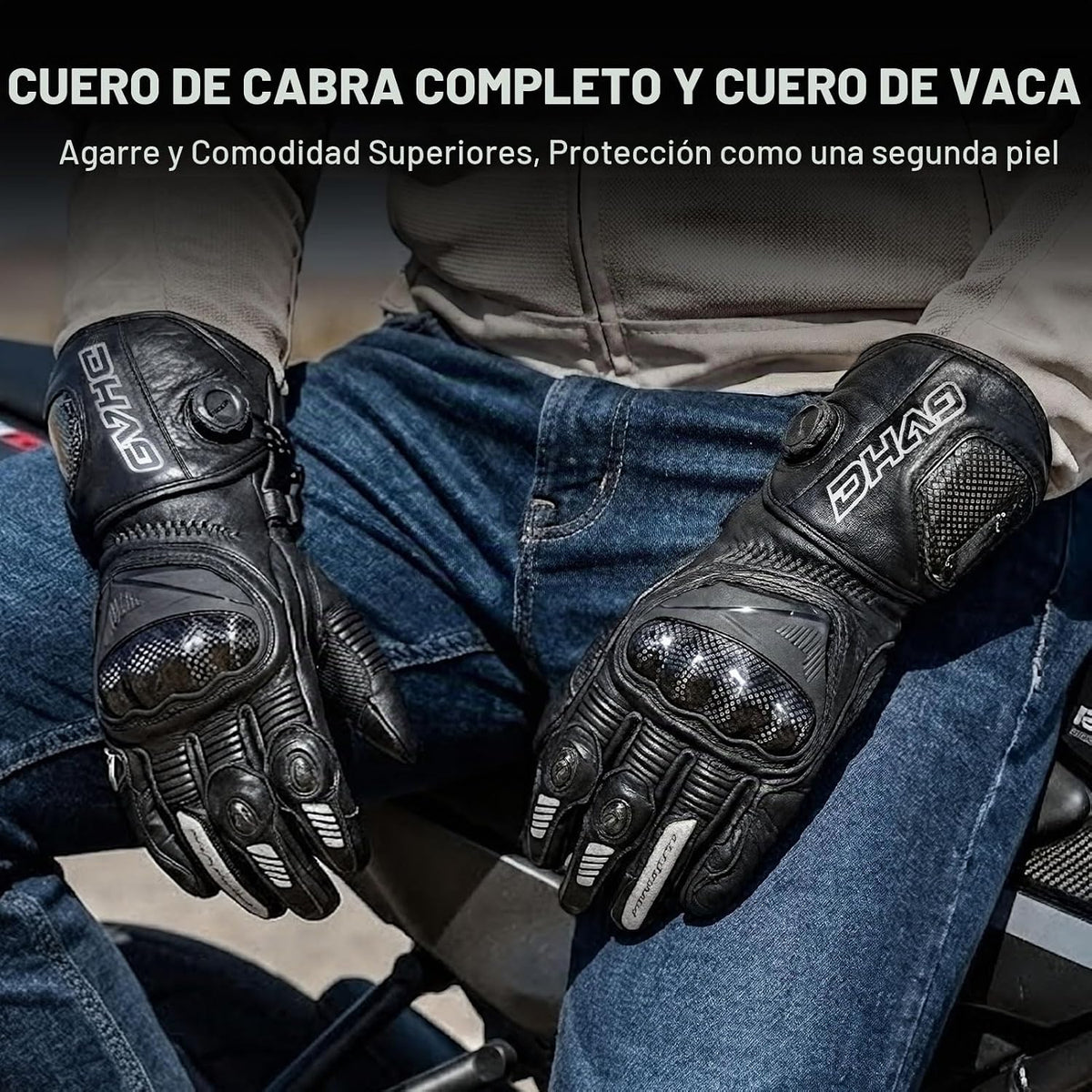 DUHAN Guantes de cuero para motocicleta para hombre/mujer, guantes...