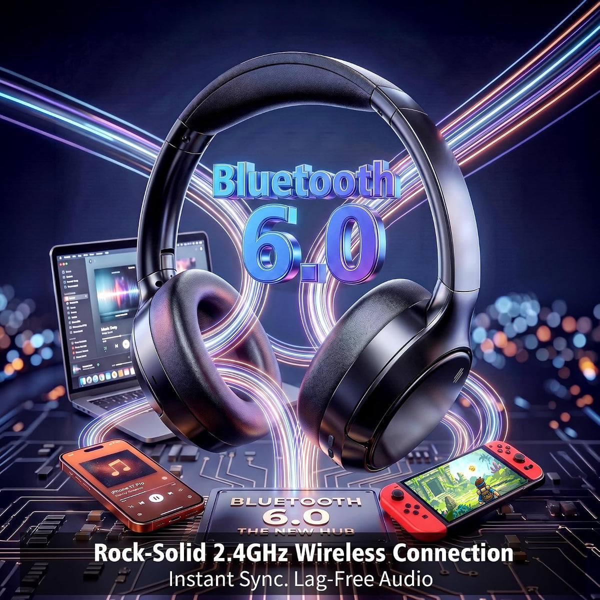 Ivrydas Auriculares Bluetooth 6.0 con cancelación de ruido Bluetoot...