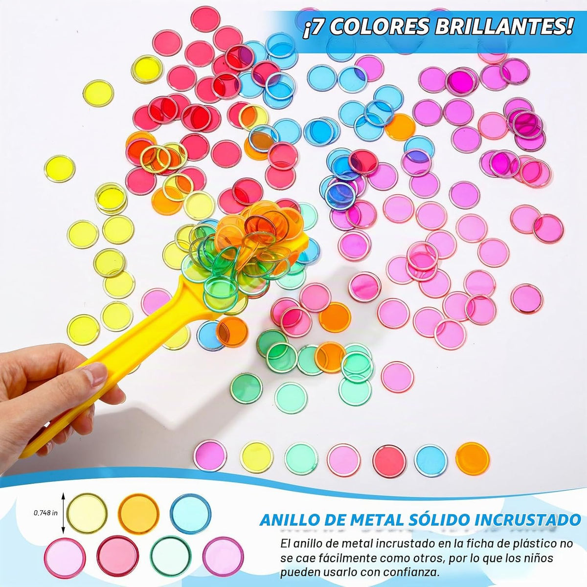 Sanwuta Paquete de 24 varitas magnéticas de bingo de colores, 700 f...
