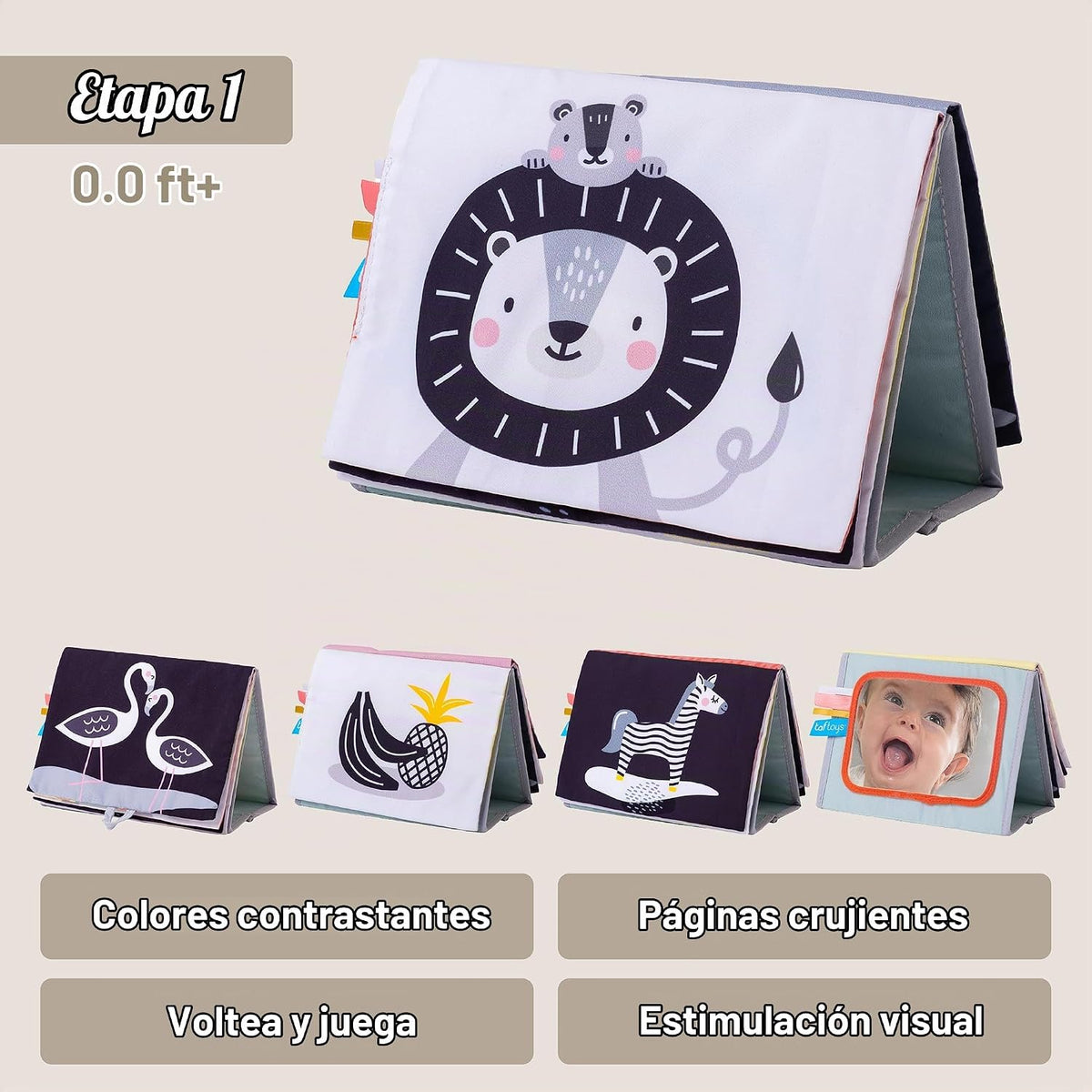 Taf Toys Savannah - Libro de actividades suave con sonido crujiente...
