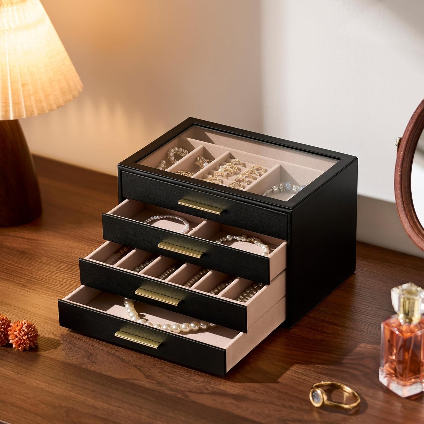 pickpiff Caja Organizadora de Joyas para Mujer: Estuche de Almacena...