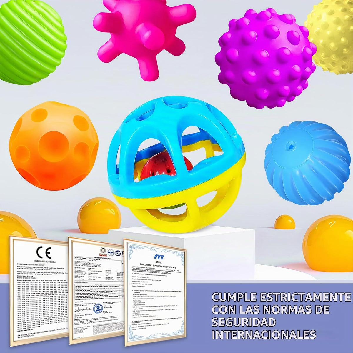 ROHSCE Pelotas sensoriales, juguetes Montessori con sonajero de beb...