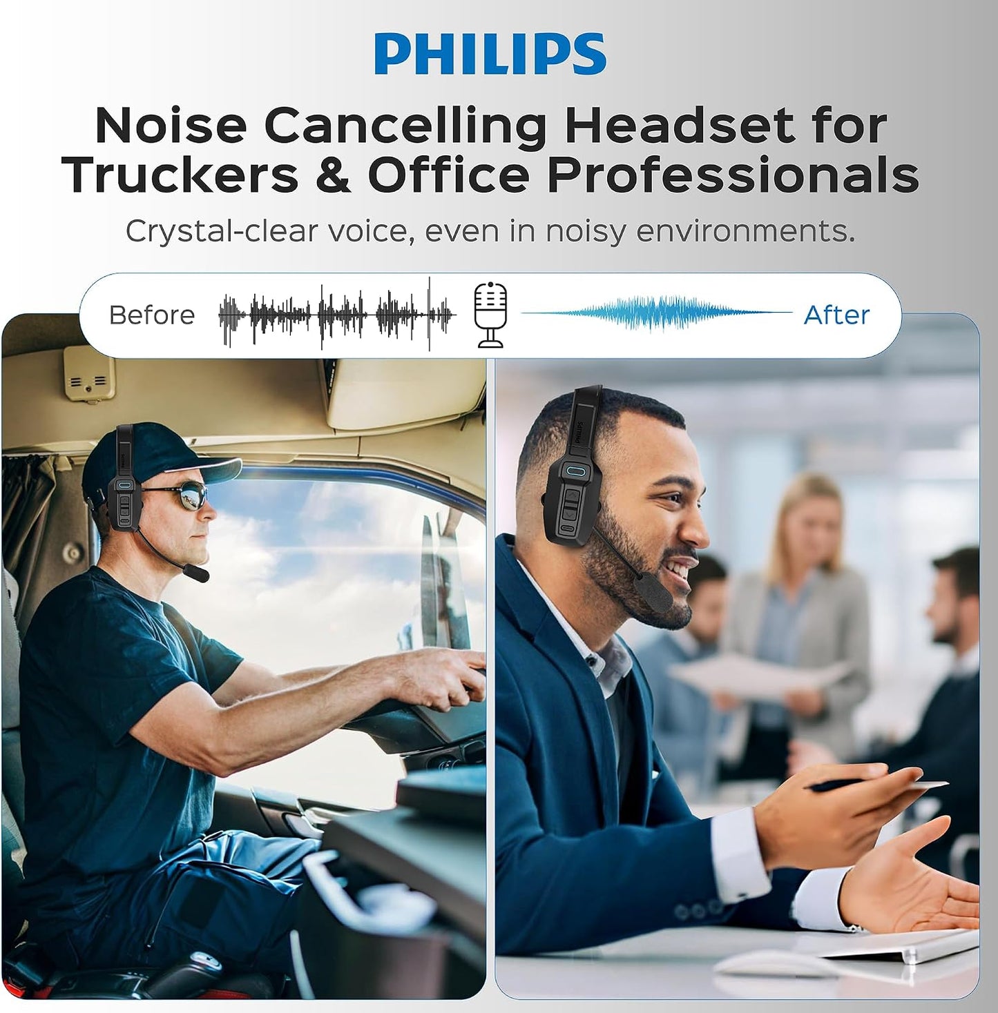 Philips Auriculares Bluetooth Trucker con micrófono, auriculares in...