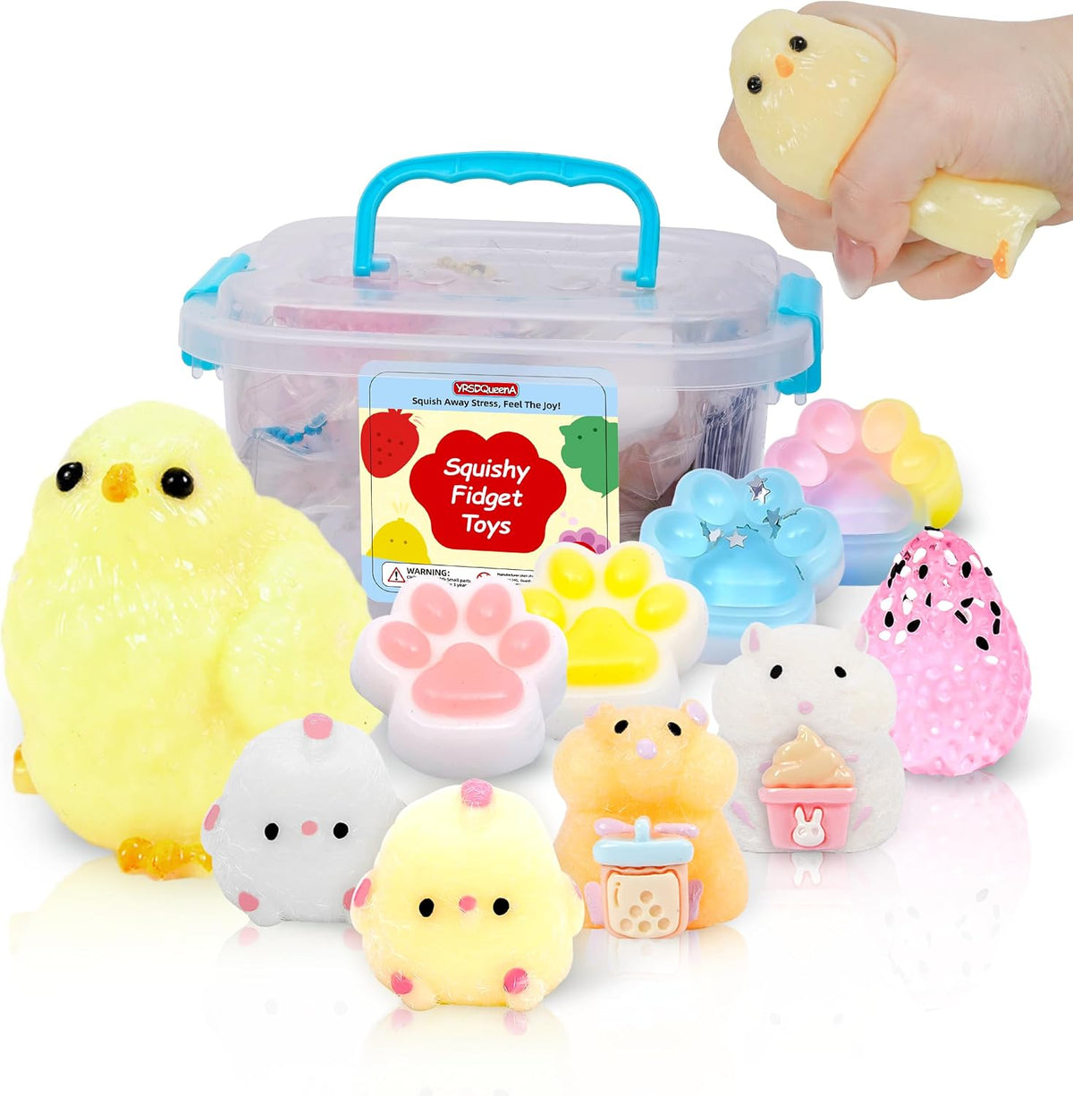 Paquete de 10 juguetes blandos Taba con caja de juguetes para apret...