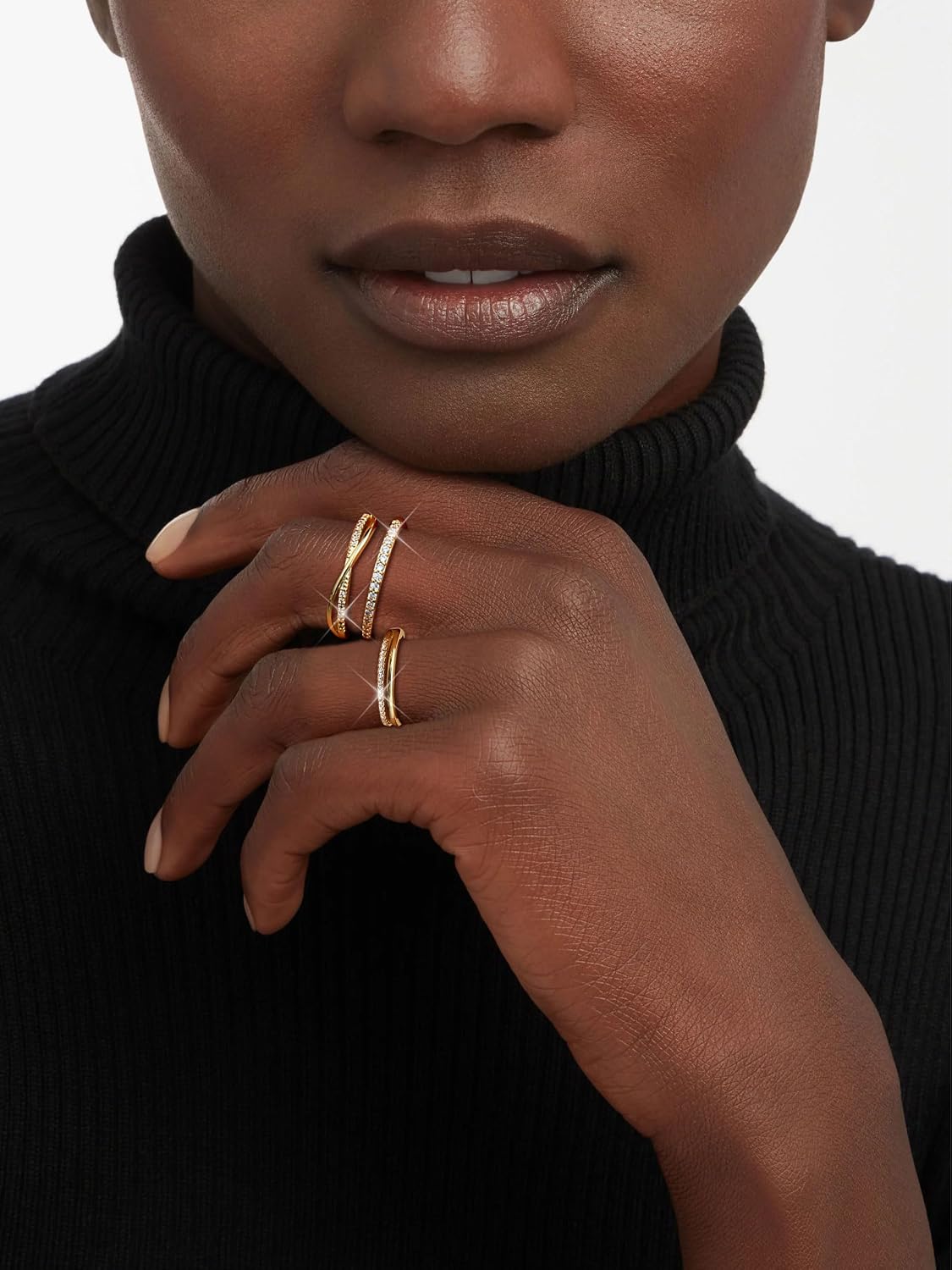Anillos de oro apilables de Tungary para mujer, no se deslustran, a...