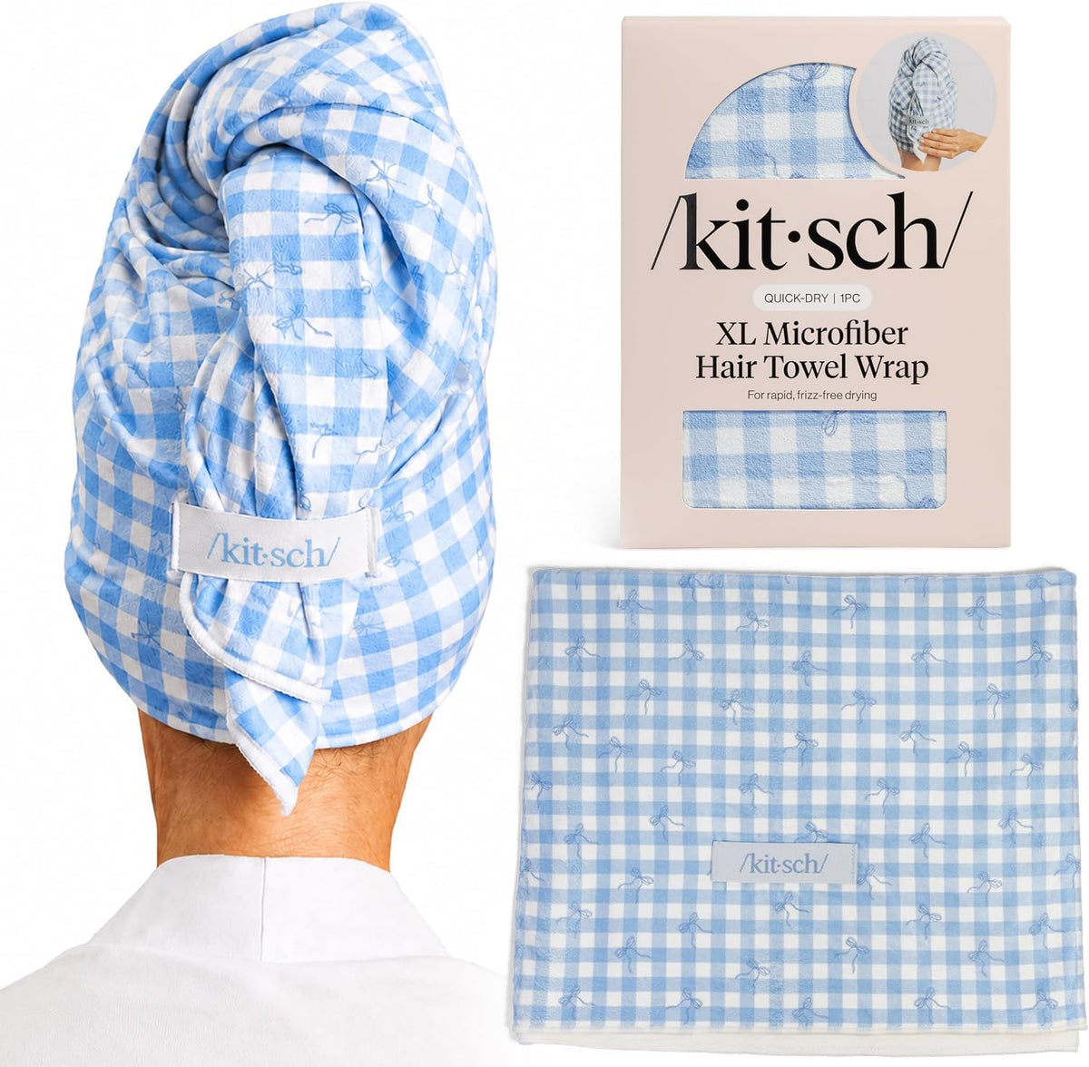 Kitsch Toalla de pelo de microfibra XL para mujer | Toallas de micr...