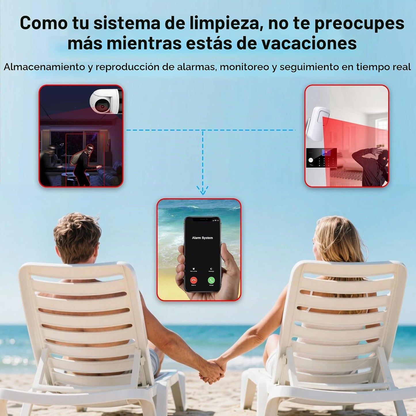 Sistema de seguridad para el hogar con cámara, kit de alarma WiFi +...