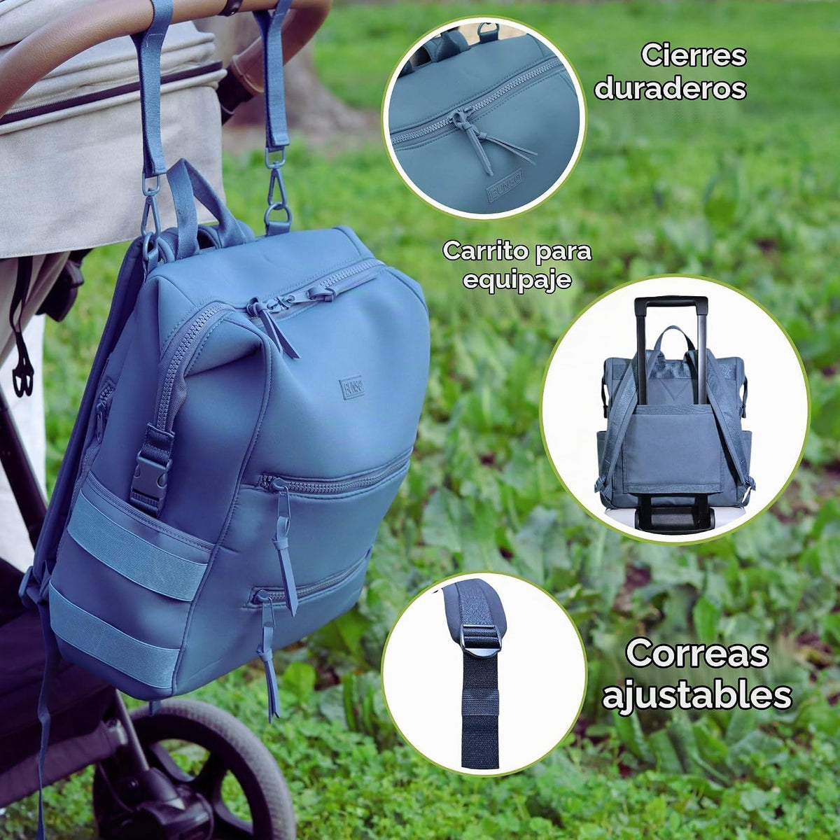 Bolsa de pañales de neopreno BUNSO: mochila minimalista y resistent...