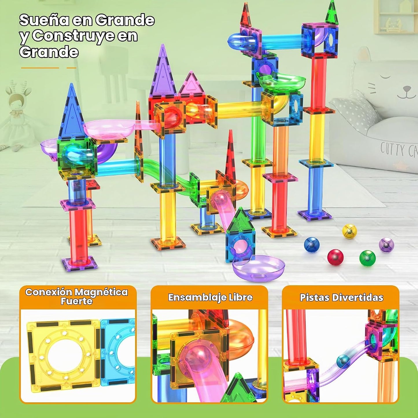 PicassoTiles Juego de construcción con 150 piezas magnéticas Juguet...