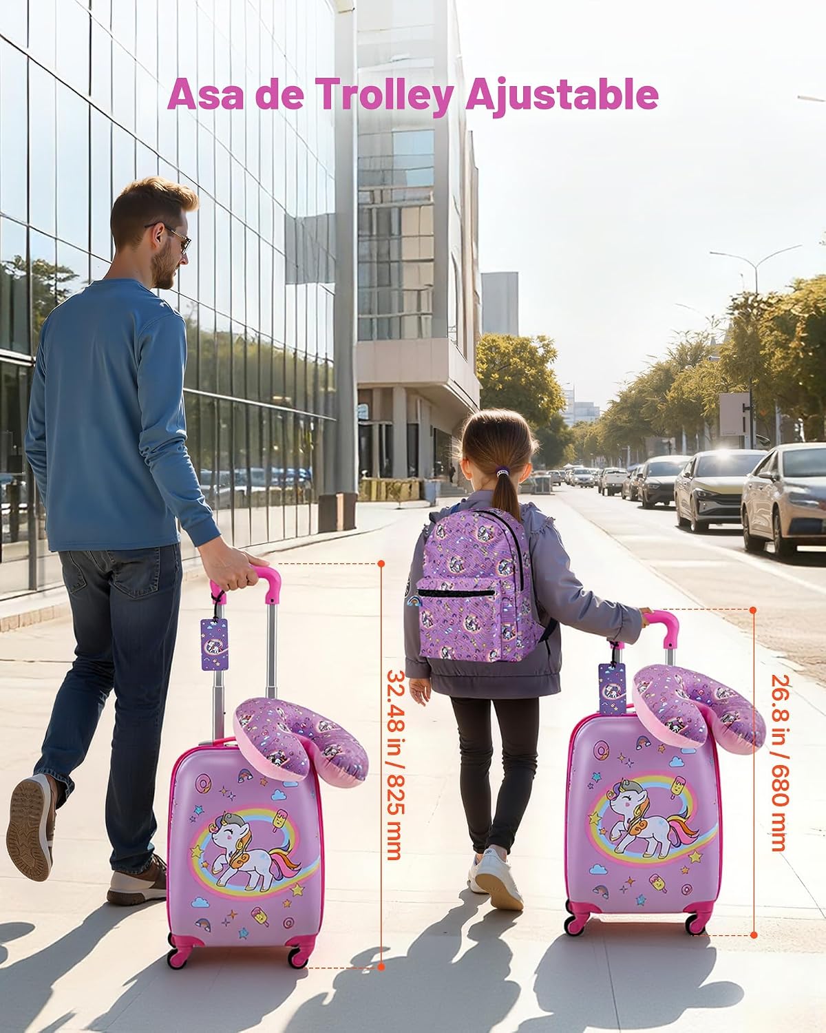 VEVOR Juego de equipaje para niños, 5 piezas, maleta con ruedas ríg...