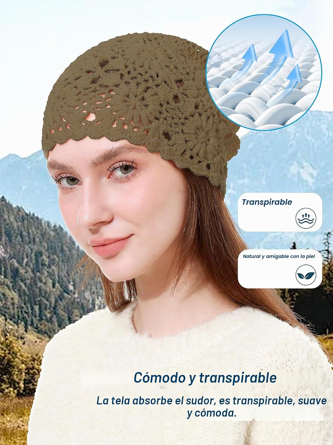 sy soul young Gorro de algodón de ganchillo para mujer, suave y hol...