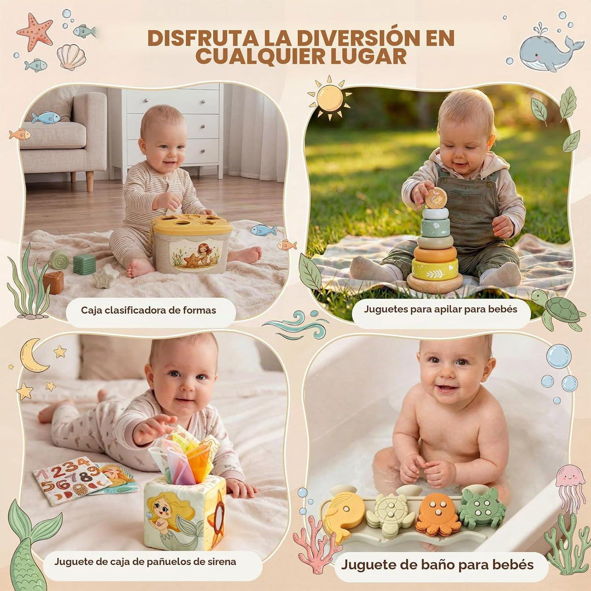 FEBALHS Juguetes para bebés de 6 a 12 meses, juguetes Montessori pa...