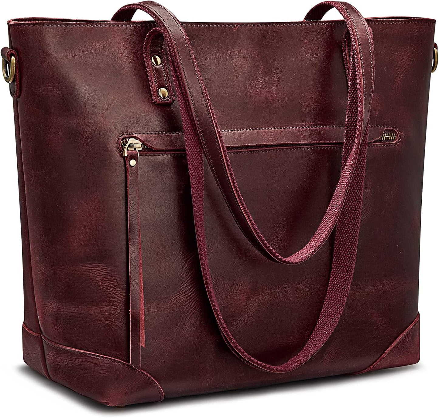 S-ZONE Bolso de hombro vintage de cuero genuino, bolsos de trabajo...