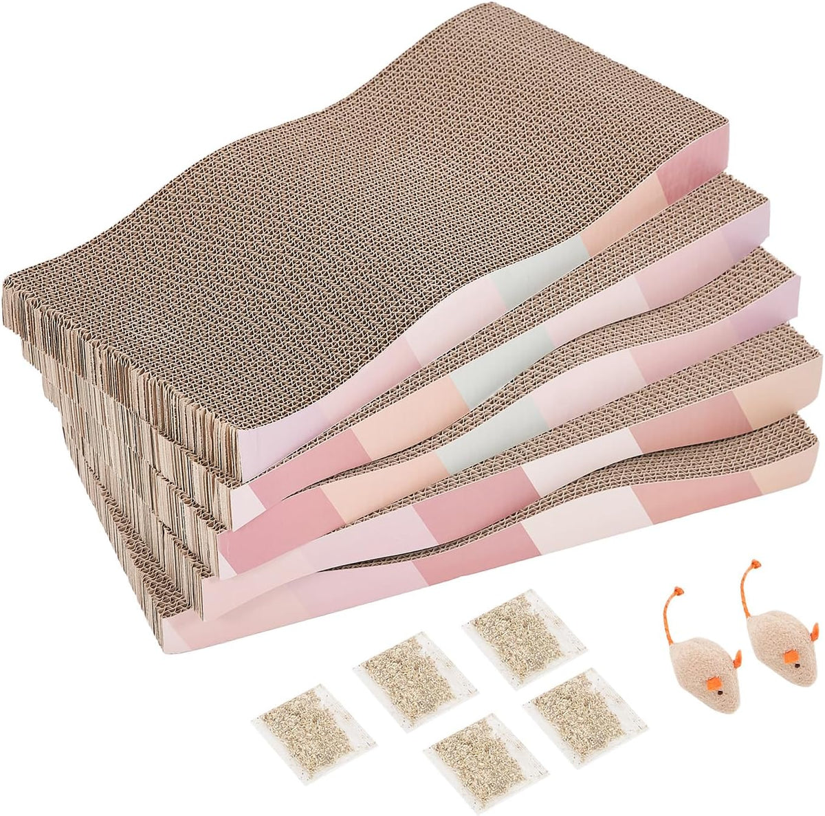 SIDAZON Almohadillas rascadoras de cartón para gatos de interior, r...