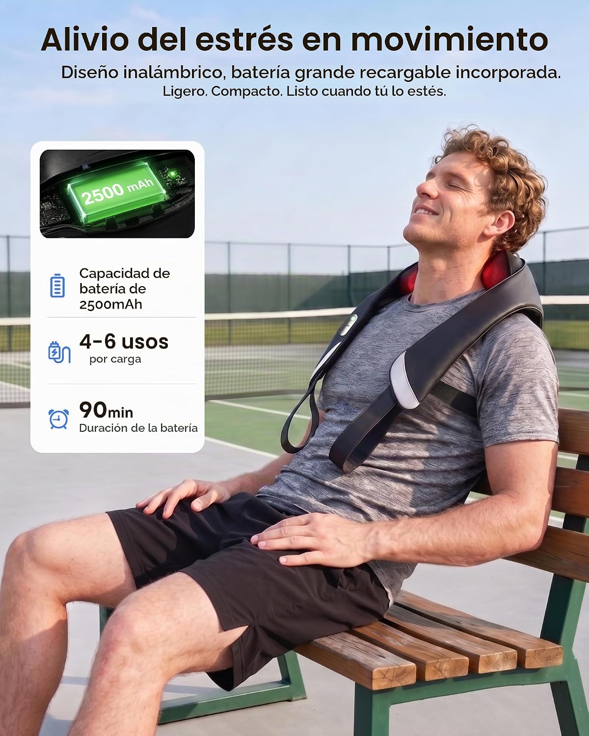 EaseZen Masajeador de cuello inalámbrico con calor para aliviar el...