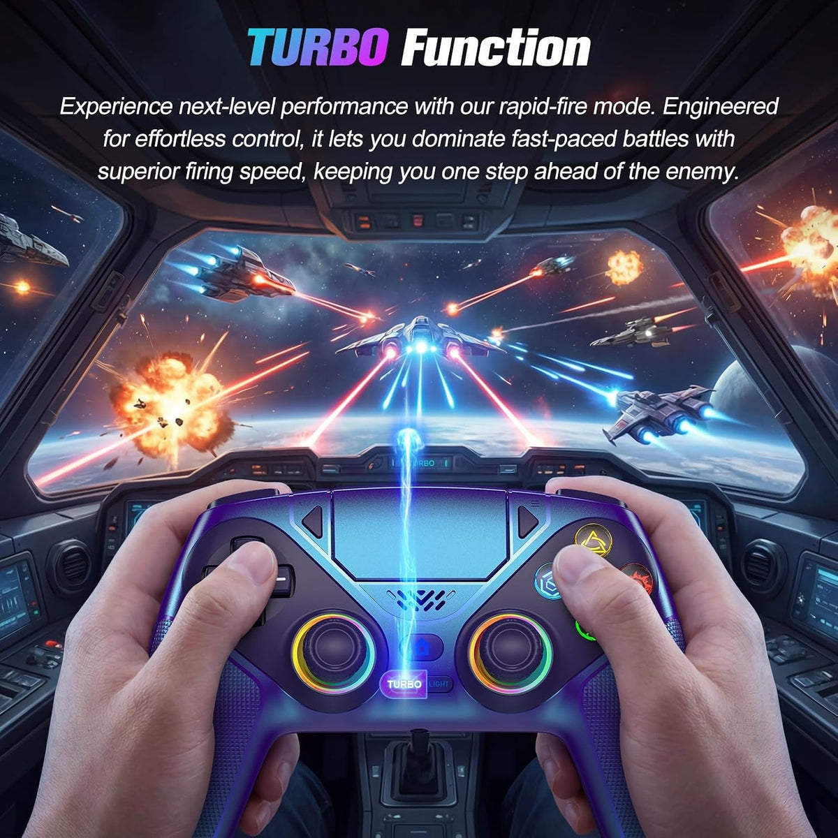 Controlador inalámbrico Gamrombo RGB para PS5\/PC \u2013 Gamepad Bl...