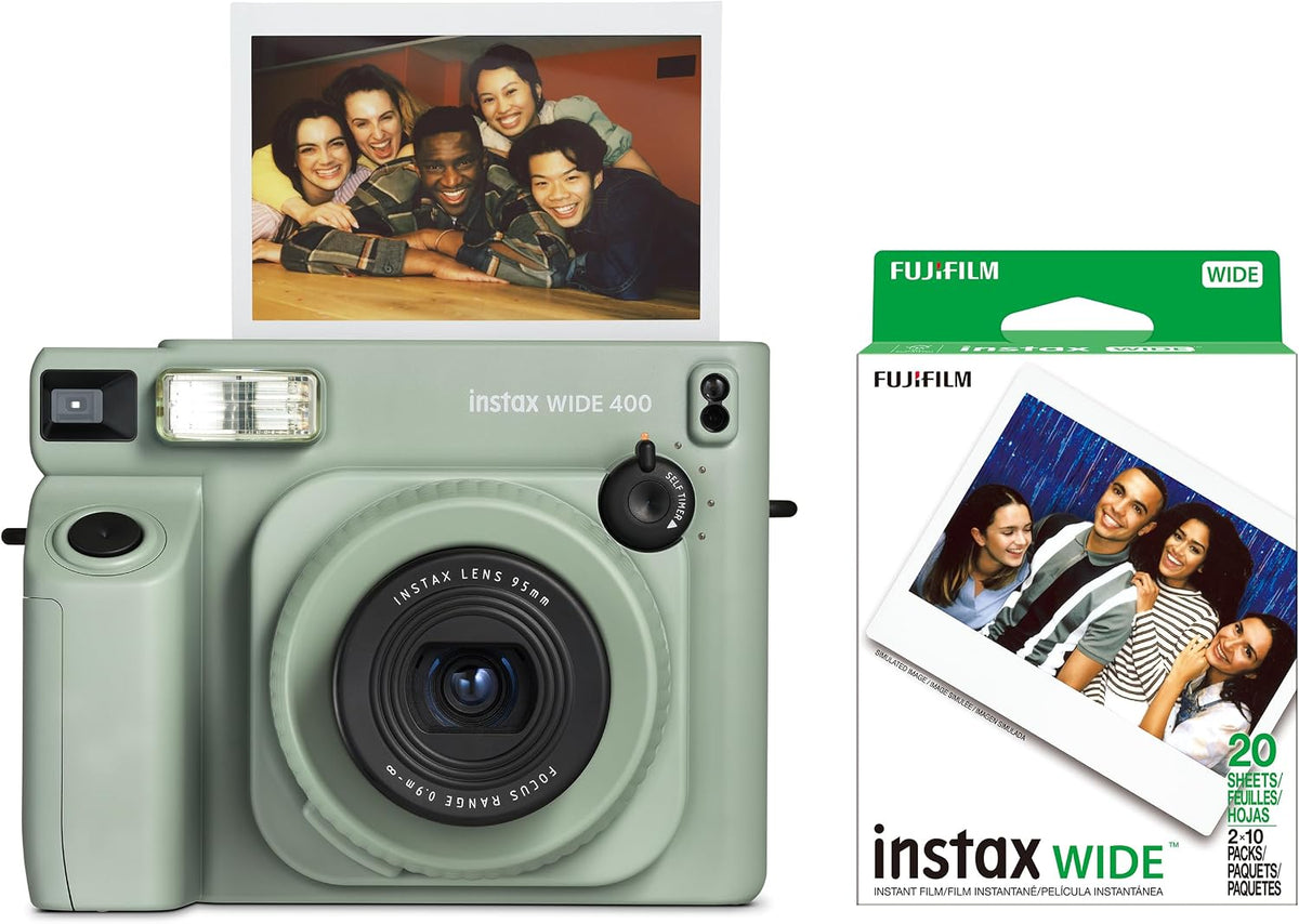 Paquete de cámara instantánea Fujifilm Instax Wide 400 - Verde