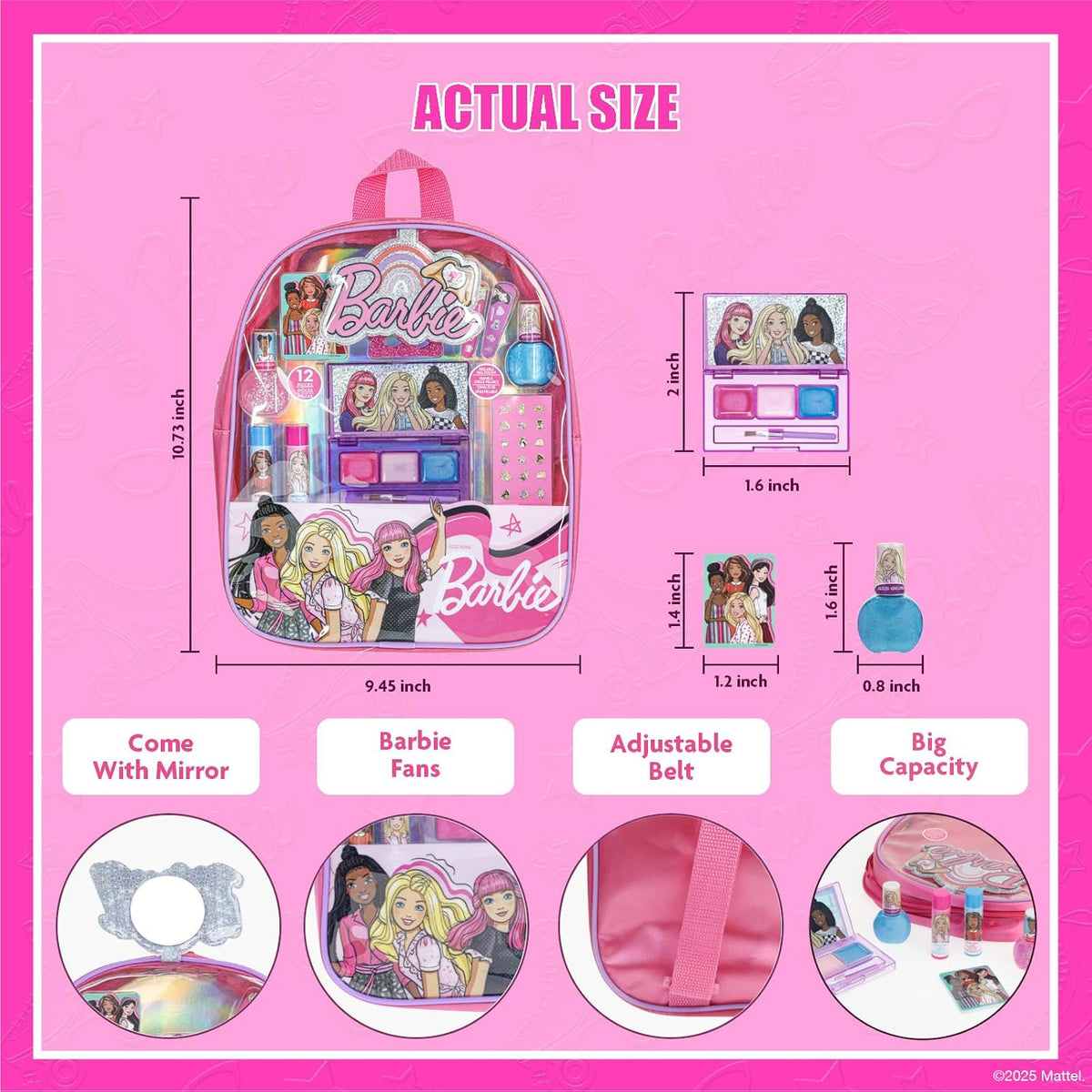 Barbie Mochila Maquillaje Set con Cosméticos y Accesorios | Kit de...