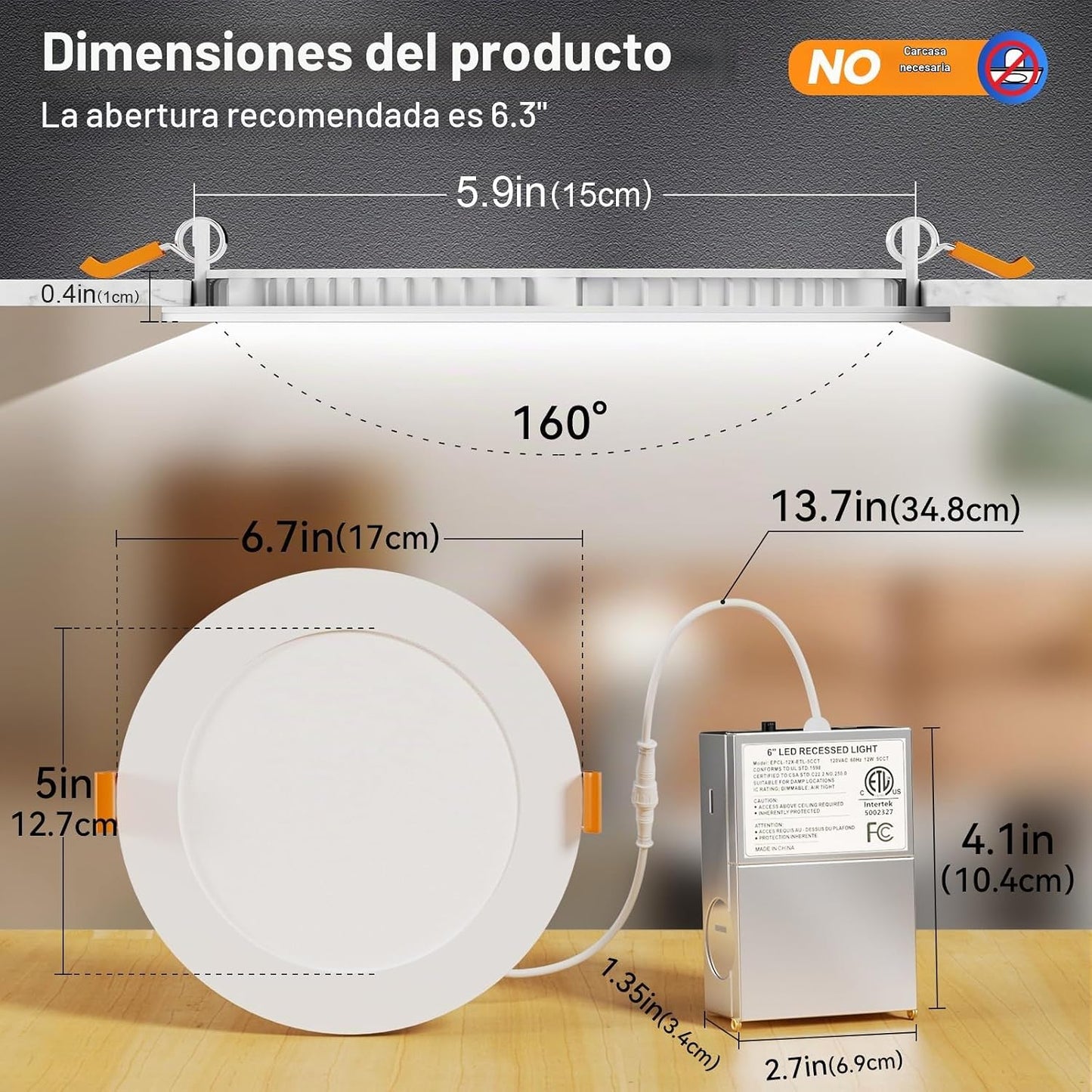 CHARKEE Paquete de 48 luces LED empotrables ultrafinas de 6 pulgada...