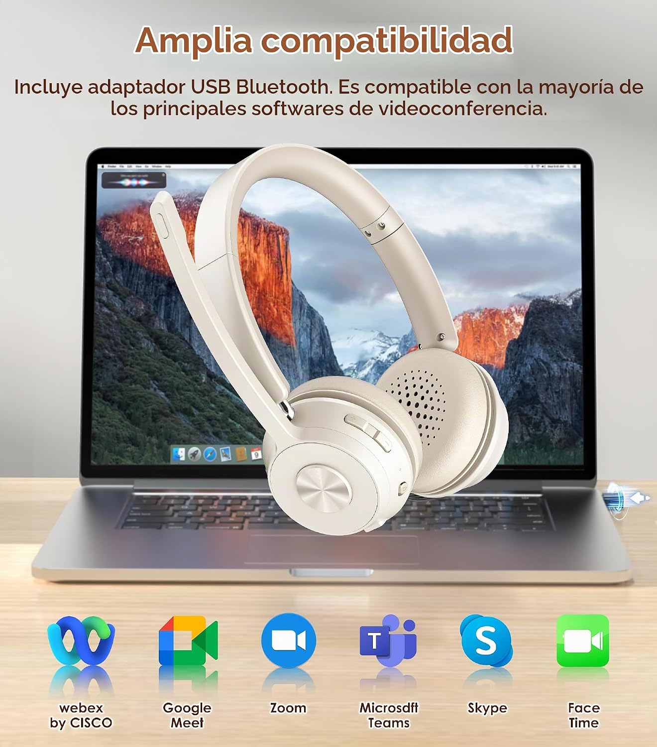 Auriculares inalámbricos con micrófono para el trabajo, Auriculares...