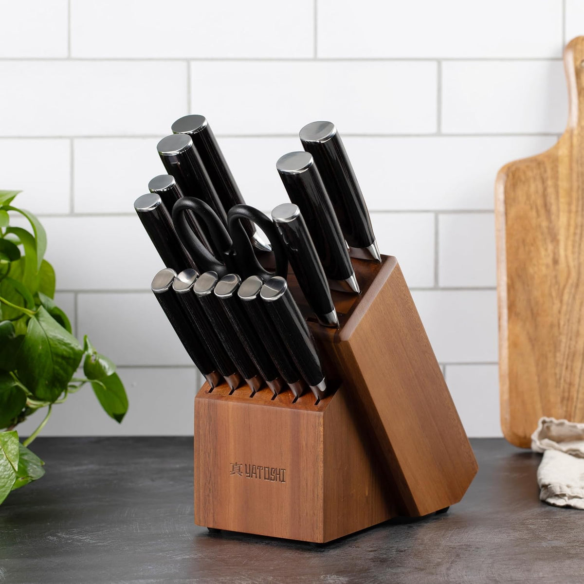 Juego de cuchillos Yatoshi para cocina profesional, 15 piezas, acer...