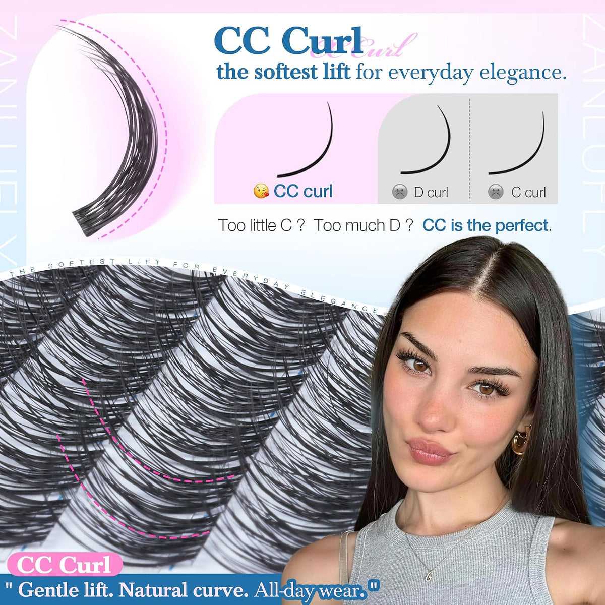 Extensiones de pestañas en racimo, pestañas individuales onduladas,...