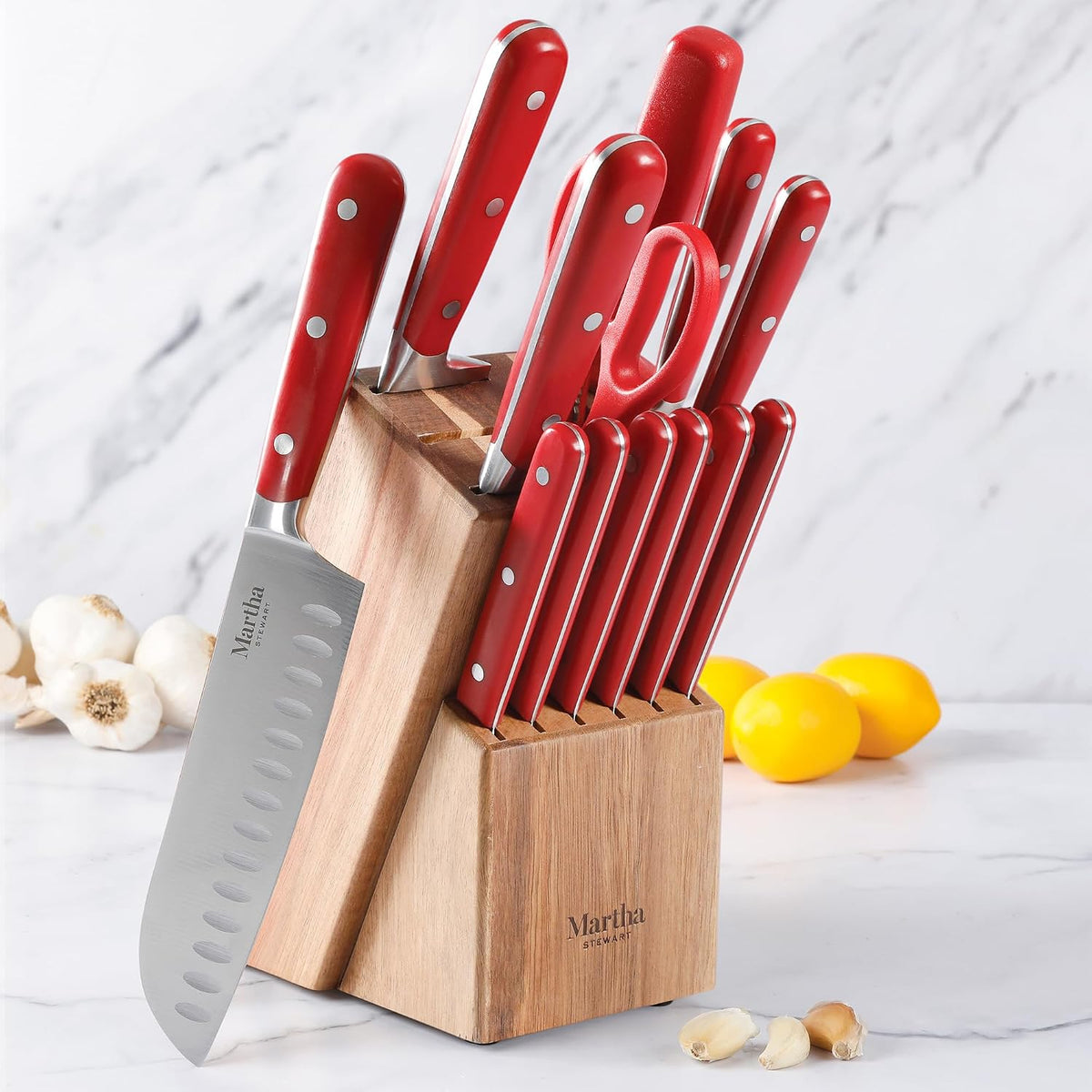 Martha Stewart Eastwalk Juego de 14 cuchillos de acero inoxidable d...