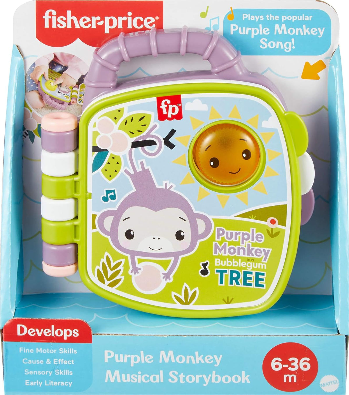 Fisher-Price Libro de cuentos musical Purple Monkey | Juguete para...