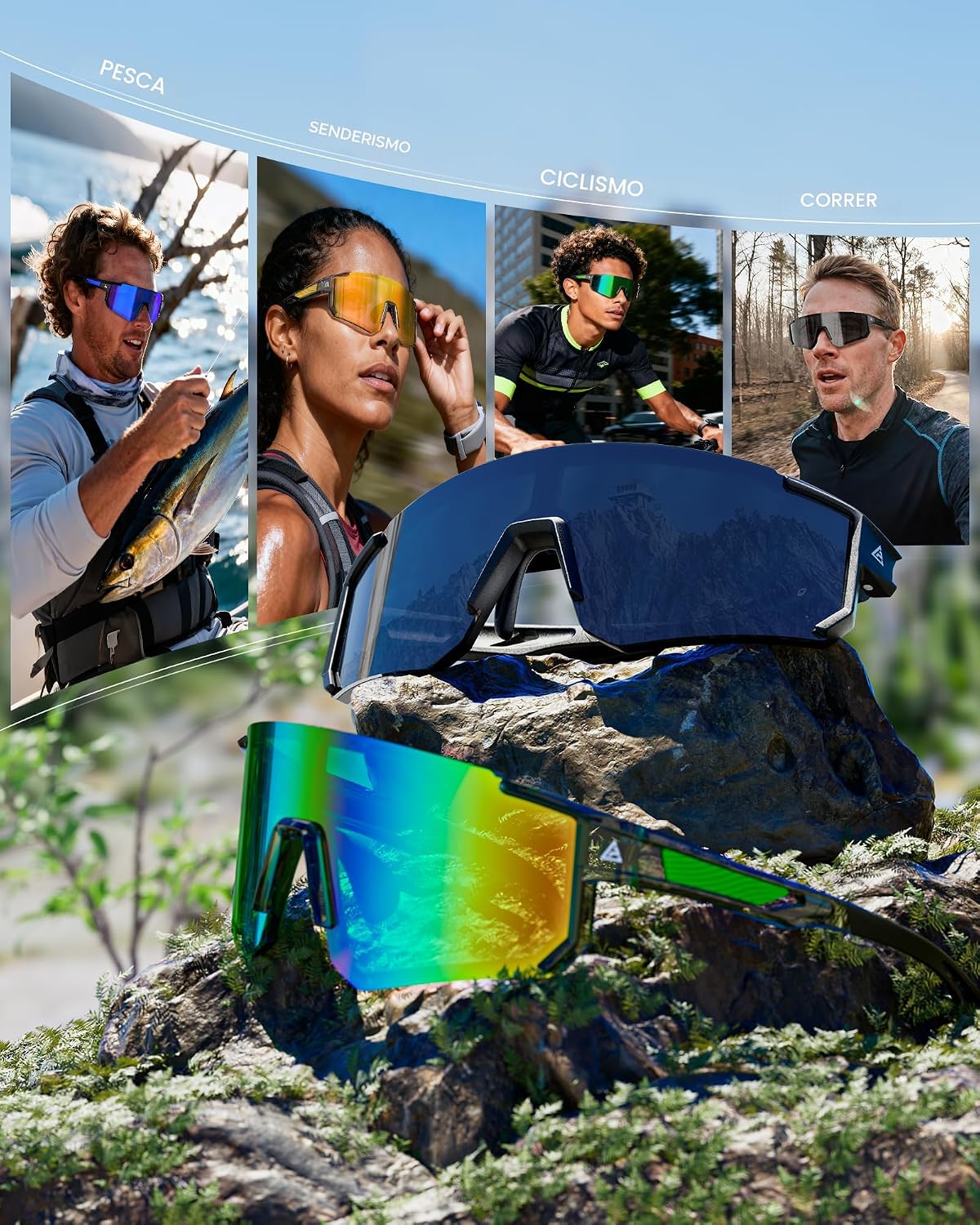 QALLY Gafas de sol deportivas polarizadas para hombres y mujeres, p...