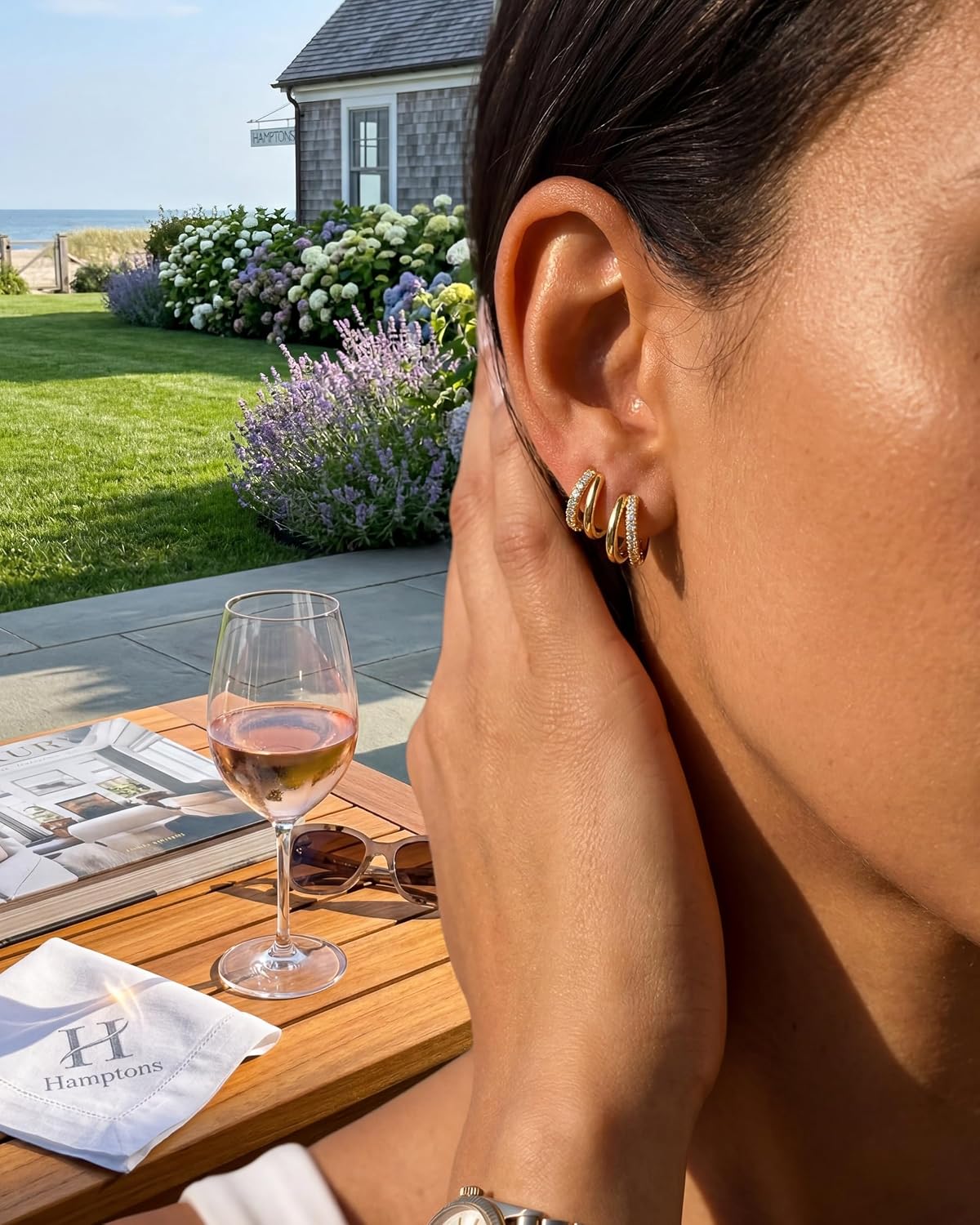 Aretes de aro de oro para mujer de MUMREUES, aretes envolventes cha...