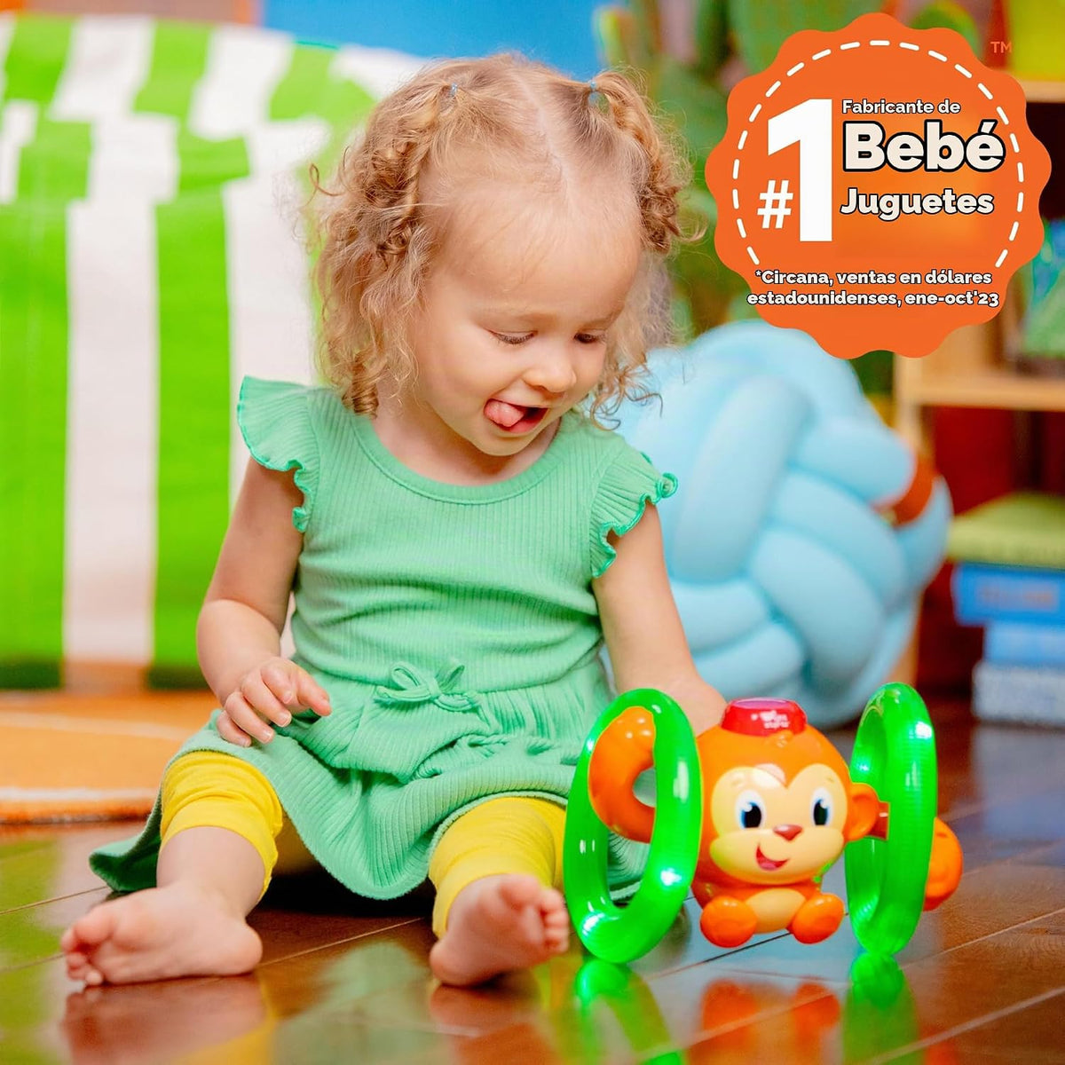 Bright Starts Roll &amp; Glow Monkey Crawling - Juguete para bebé c...