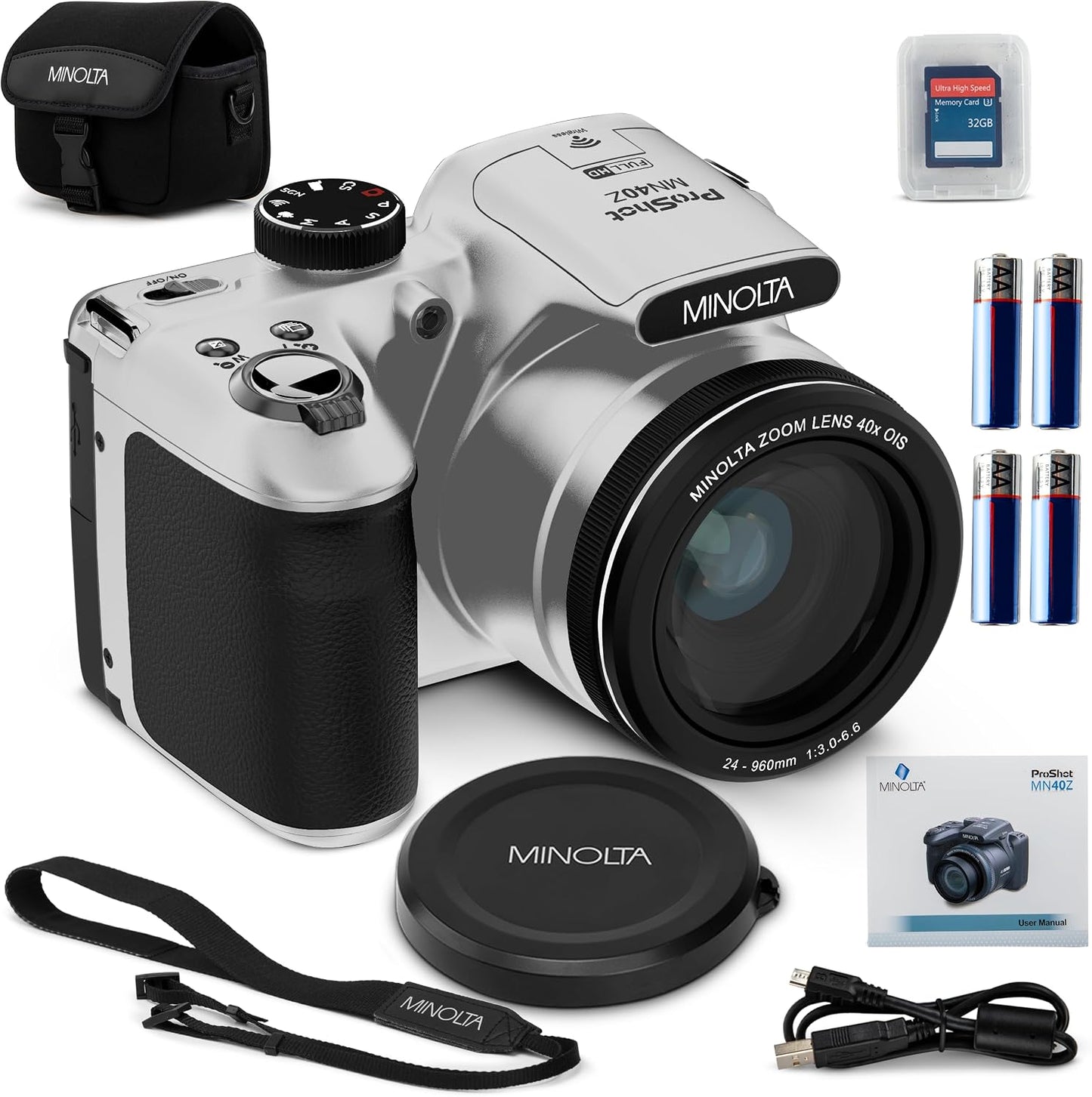 Minolta ProShot MN40Z - Cámara de 20 MP, zoom óptico 40X, video de...