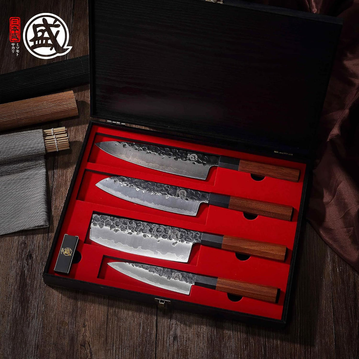 Juego de cuchillos de chef japoneses MITSUMOTO SAKARI 4 piezas, jue...
