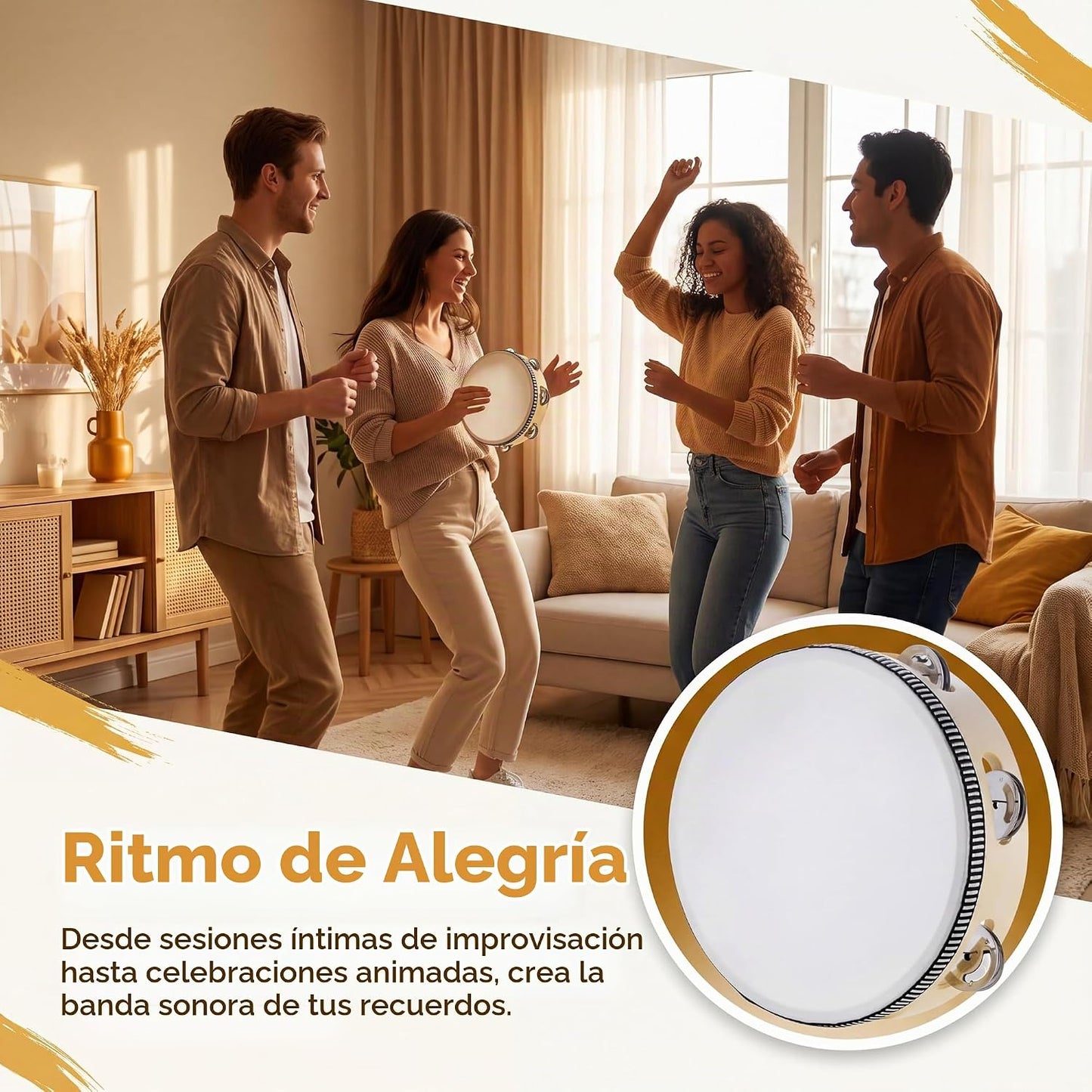 Musfunny - Tambor de mano de 6 pulgadas, de abedul y metal, para pe...