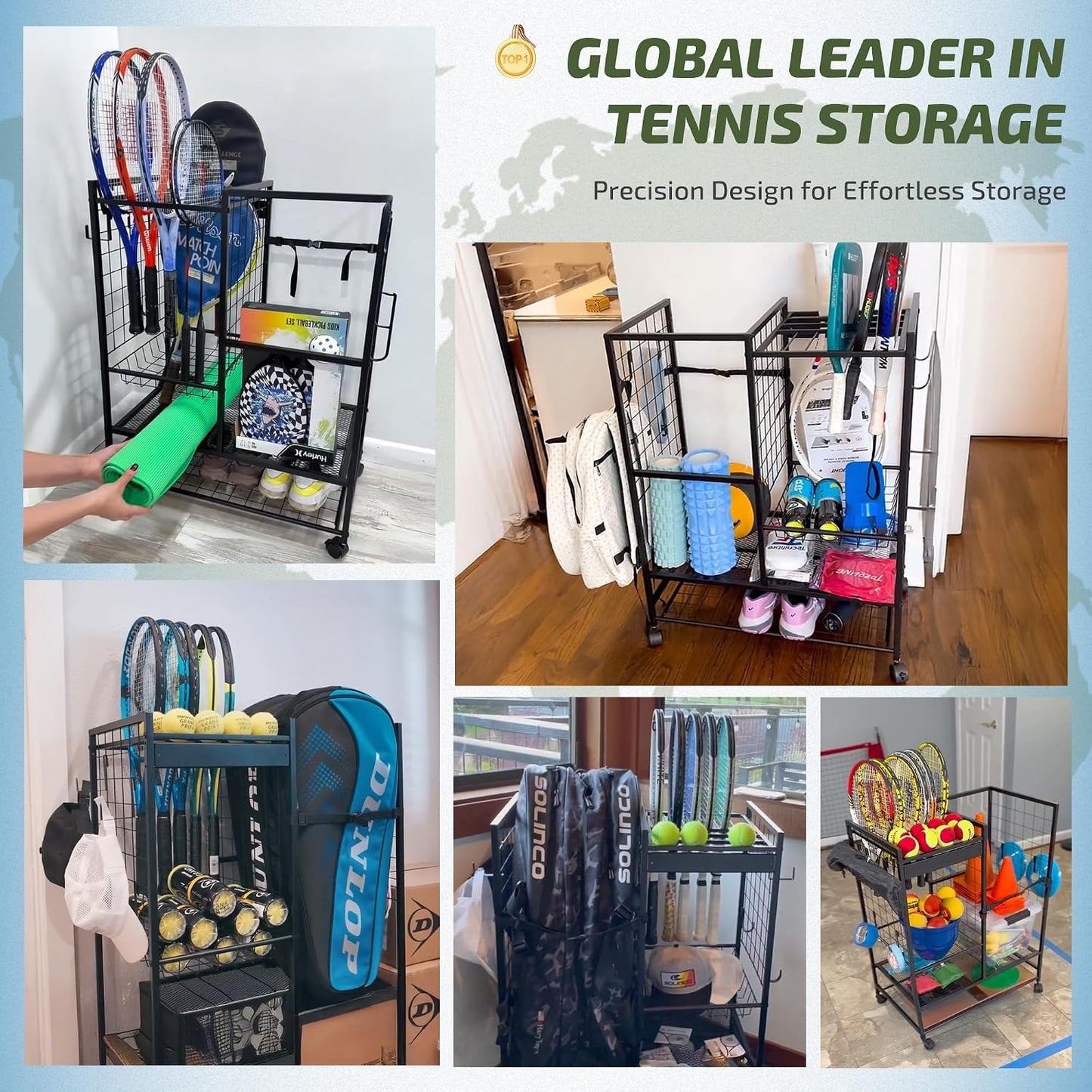 PLKOW Organizador de bolsas de tenis para raquetas de tenis, soport...